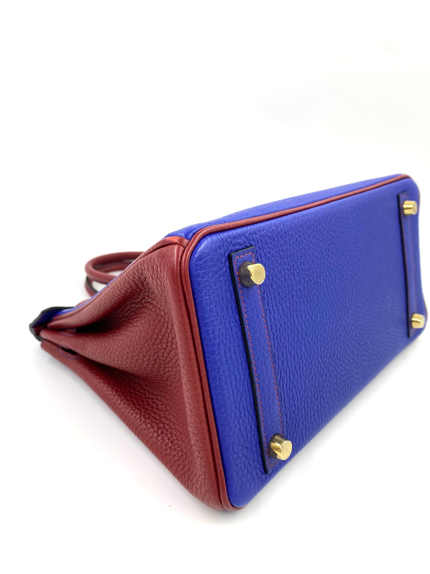 HERMÈS Birkin 25 Clemence Leder Electric Blue gold Hardware Fullset mit Original Rechnung