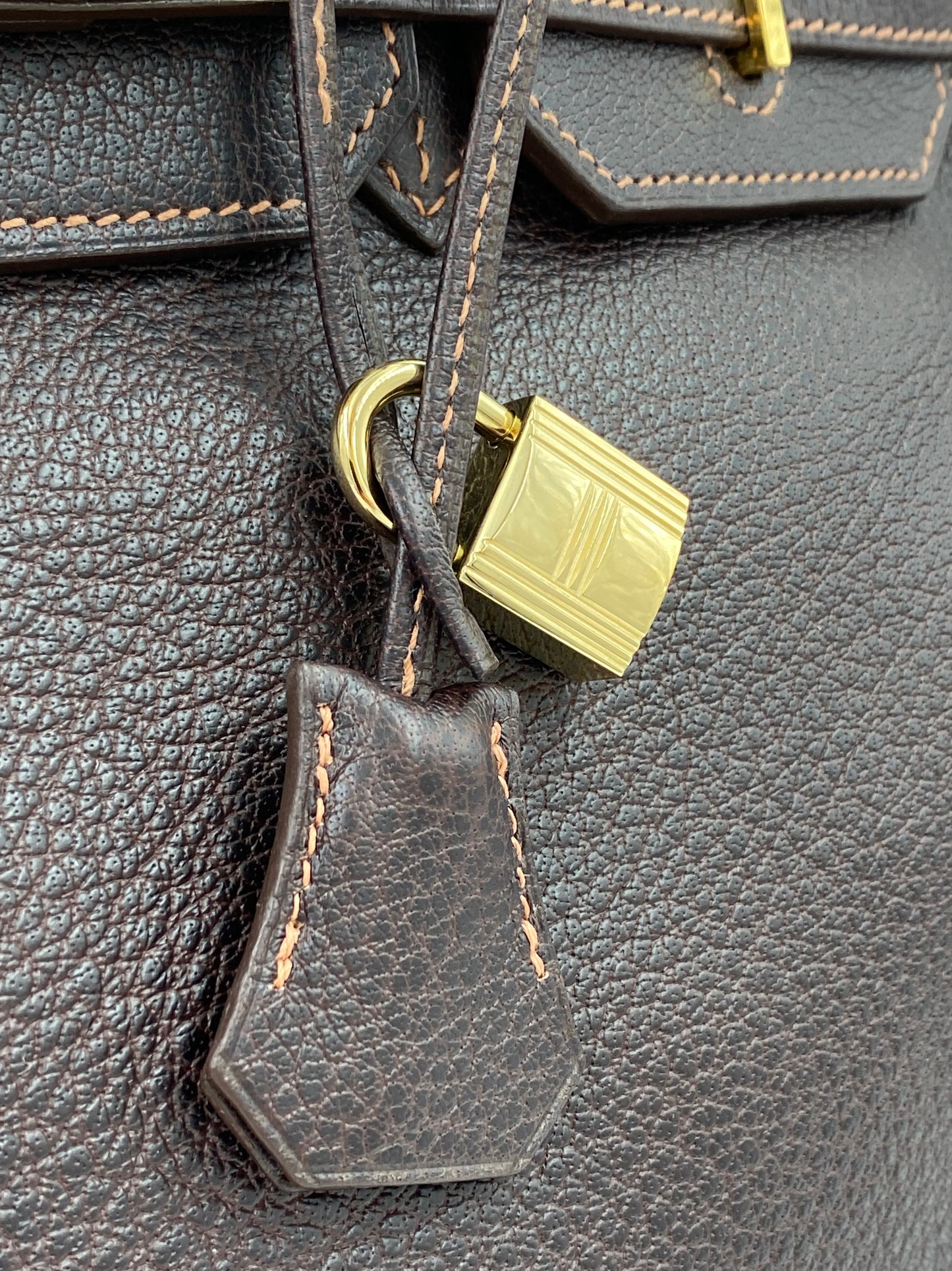 HERMÈS Birkin 35 Marron Fjord Leather Gold Hardware