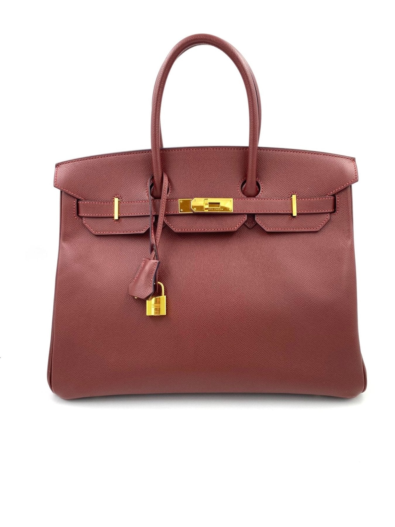 HERMES Birkin 35 Epsom Rouge H Handtasche aus Epsomleder mit goldfarbener Hardware und klassischem Verschluss