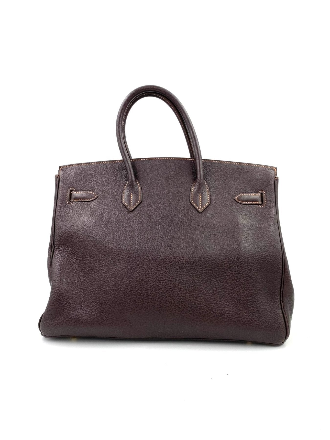 HERMES Birkin 35 Handtasche in Marron Fjord Leder mit goldener Hardware, klassische Form mit eleganten Griffen