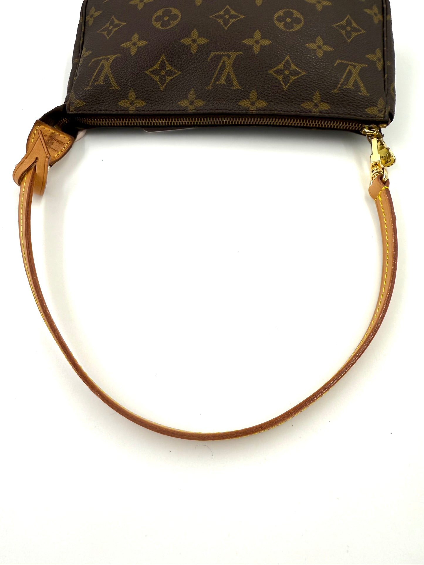 Louis Vuitton Pochette Accessoires Monogram Canvas Vintage 1993 mit abnehmbarem Lederriemen und Reißverschluss in sehr gutem Zustand.