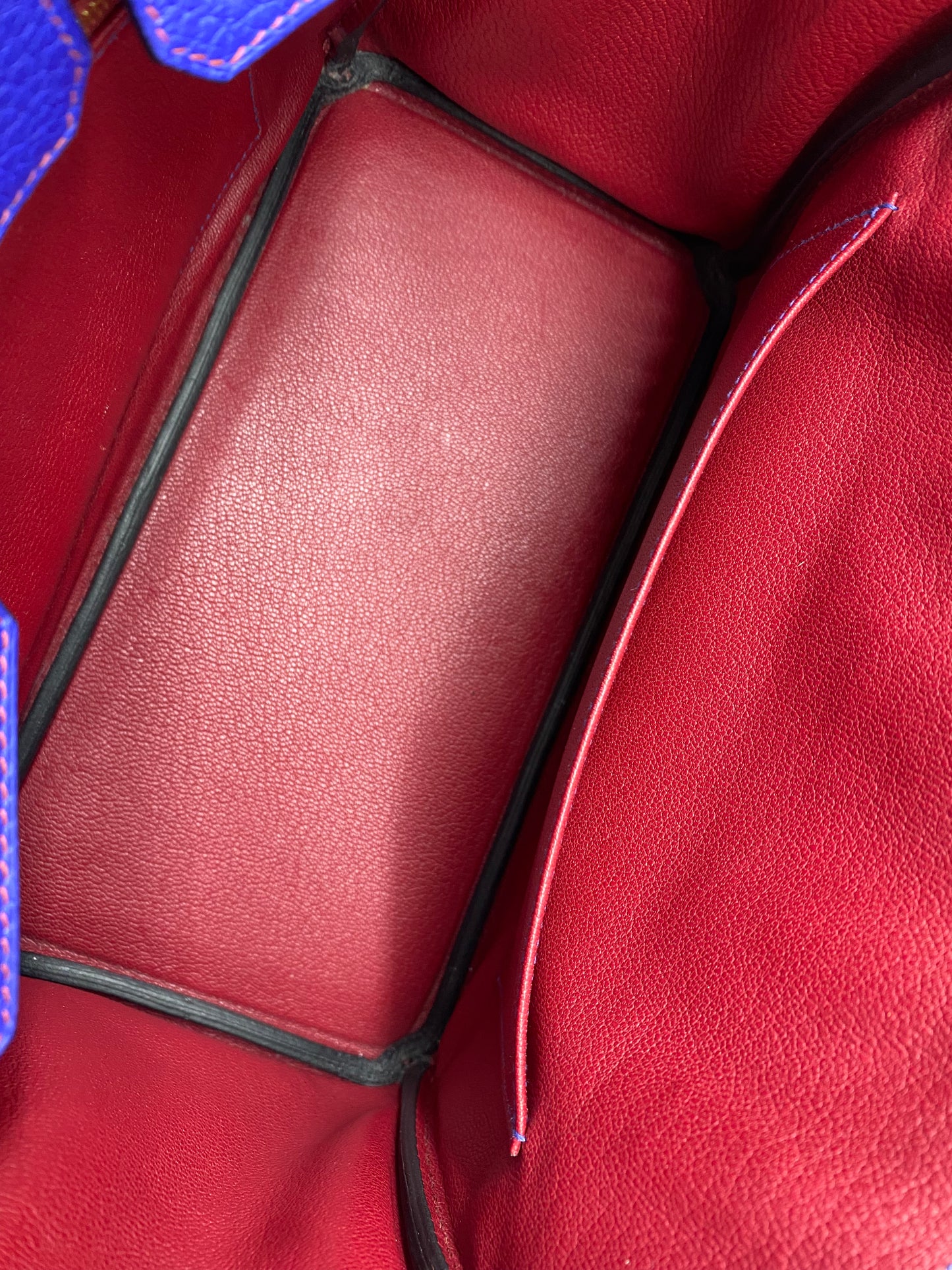 HERMÈS Birkin 25 Clemence Leder Electric Blue gold Hardware Fullset mit Original Rechnung