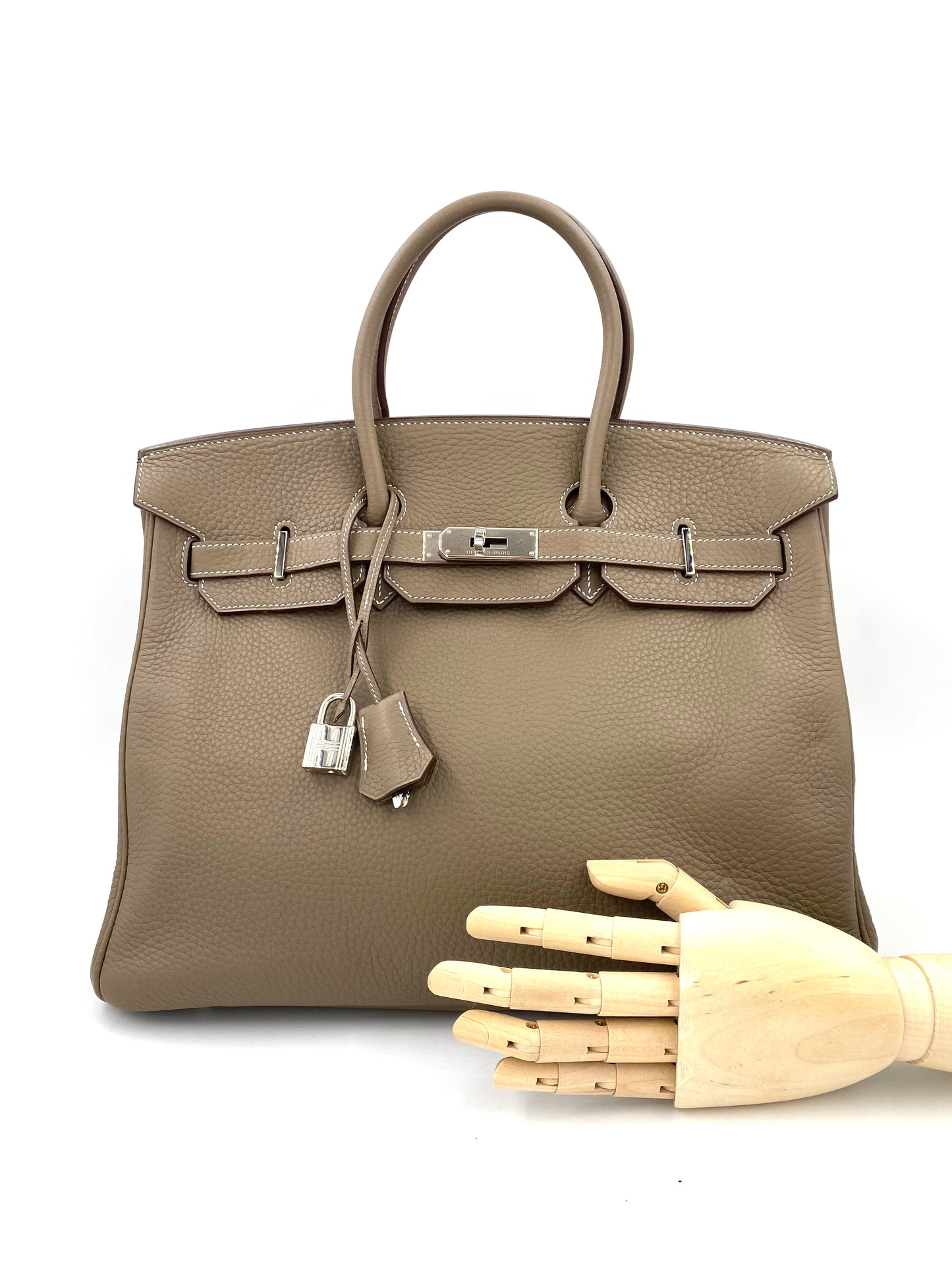 HERMÈS Birkin 35 Etoupe Togo Leather mit Palladium Hardware