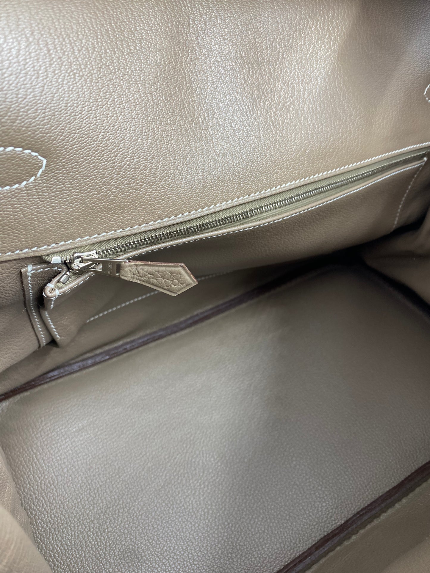 HERMÈS Birkin 35 Etoupe Togo Leather mit Palladium Hardware