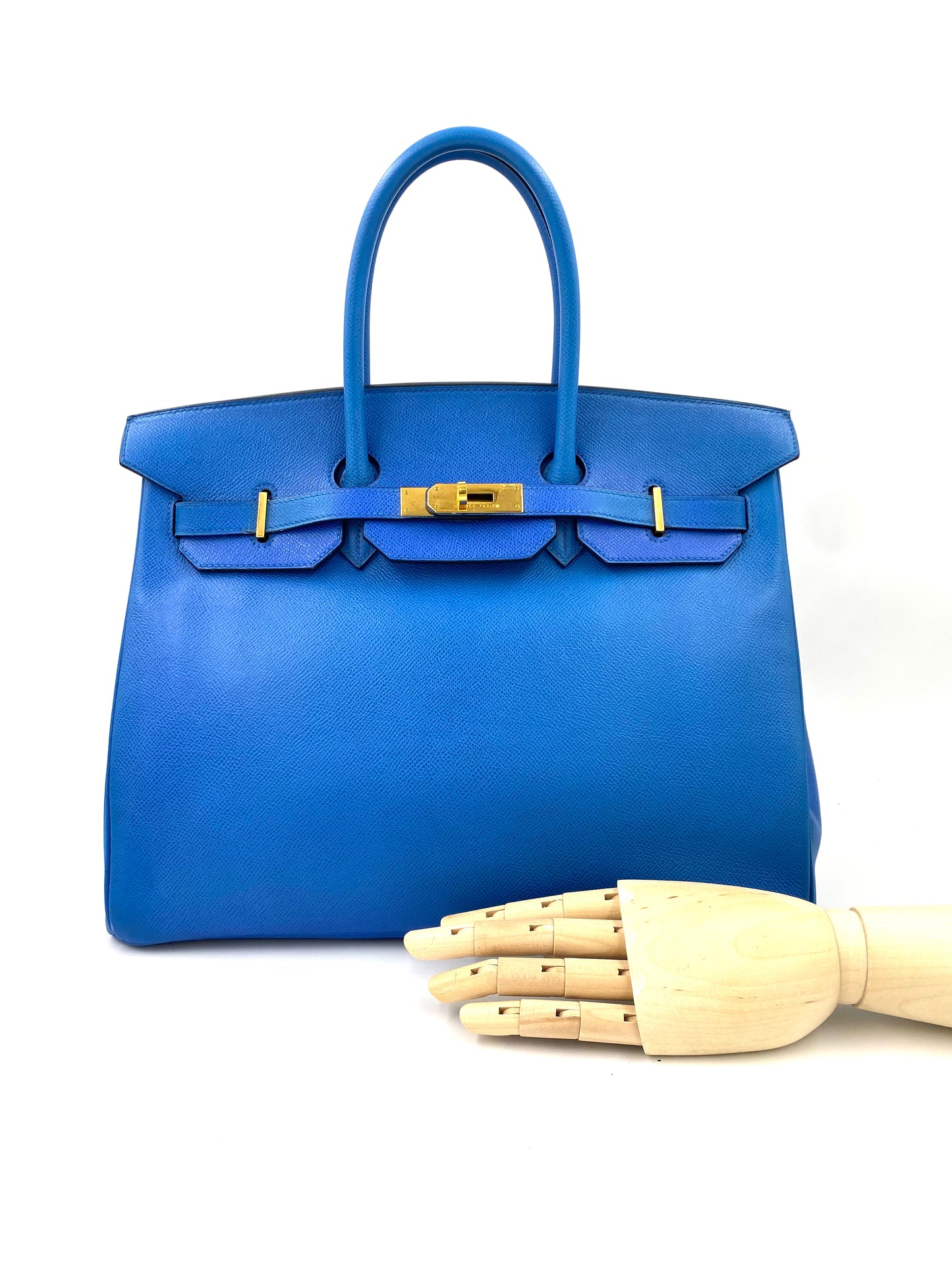 HERMÈS Birkin 35 Epsom Leder Blue de France mit gold Hardware