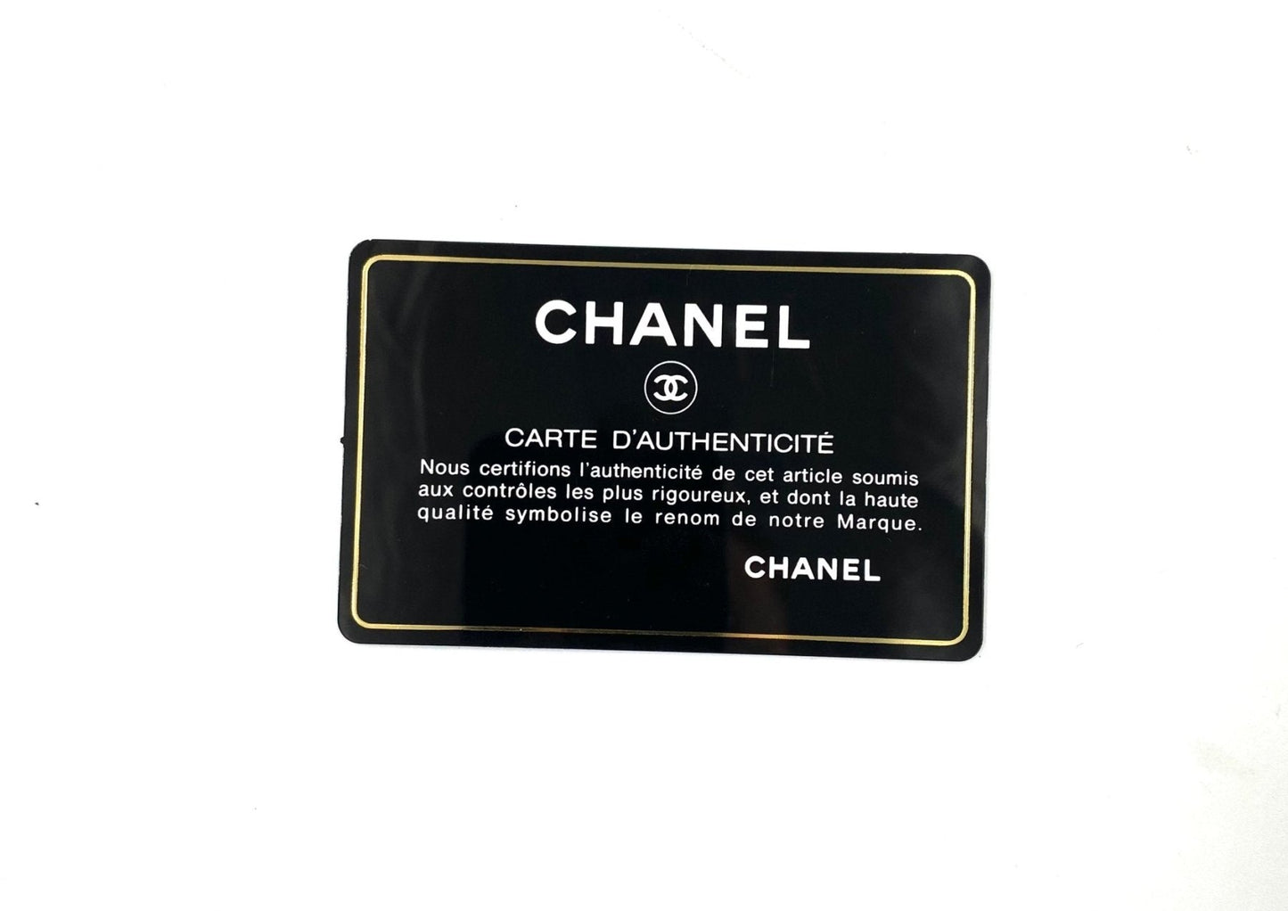 Chanel 19 Flap Bag Authentizitätskarte in Schwarz mit goldenem Logo und französischem Echtheitszertifikat