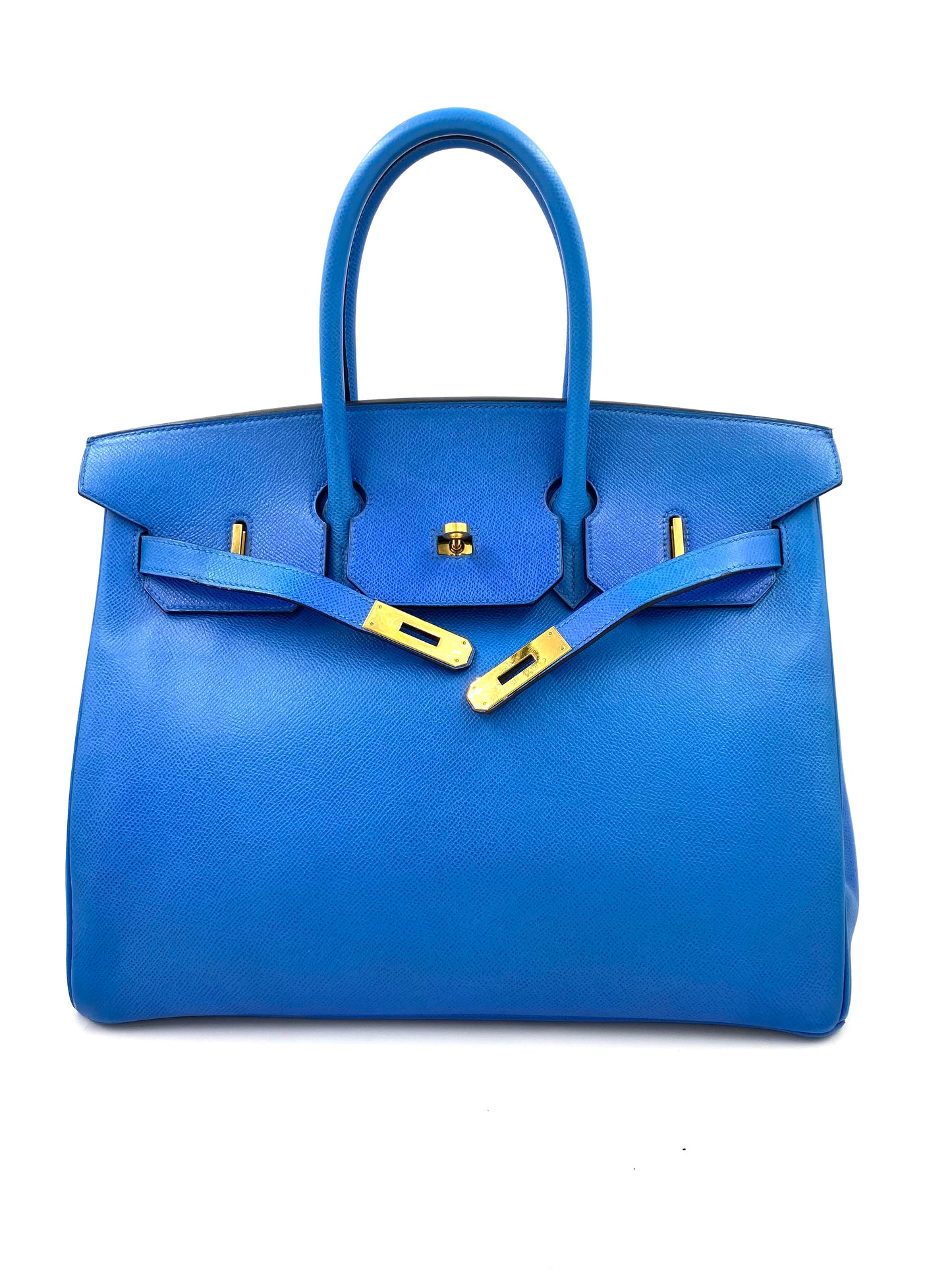 HERMÈS Birkin 35 Epsom Leder Blue de France mit gold Hardware