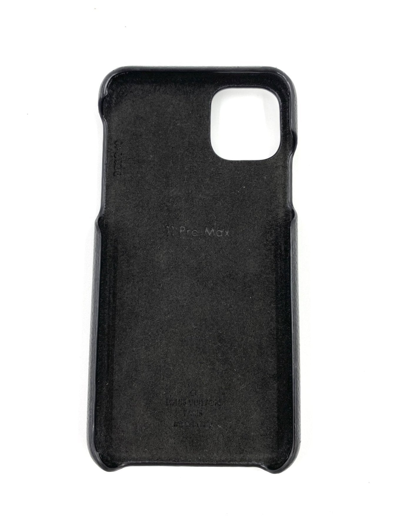 Louis Vuitton Bumper Pallas iPhone 11Pro Schutzhülle in schwarzem Monogram Canvas, Innenansicht mit glatter Oberfläche