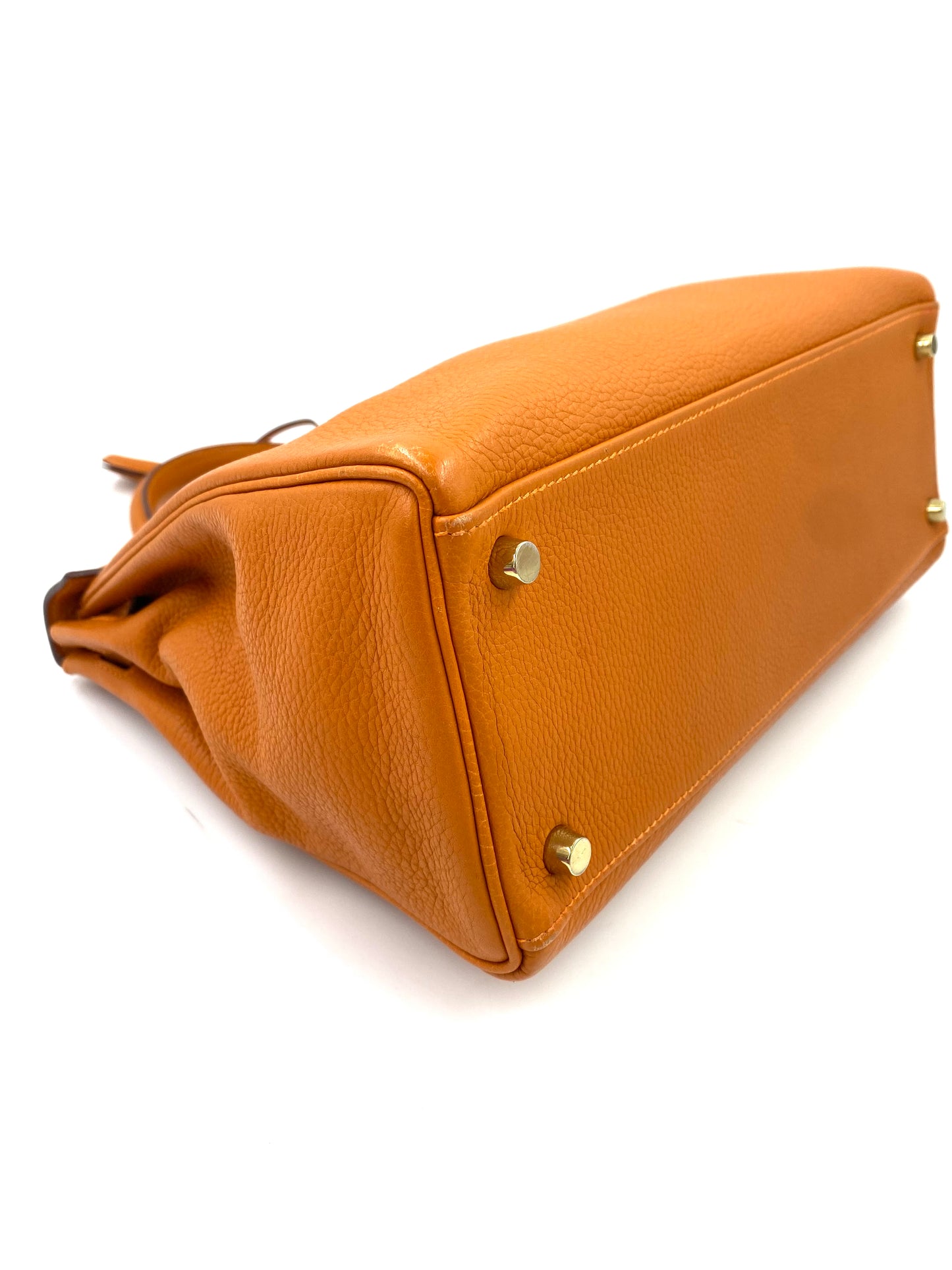 HERMÈS Kelly 32 Retourne orange Togo Leather mit Gold Hardware