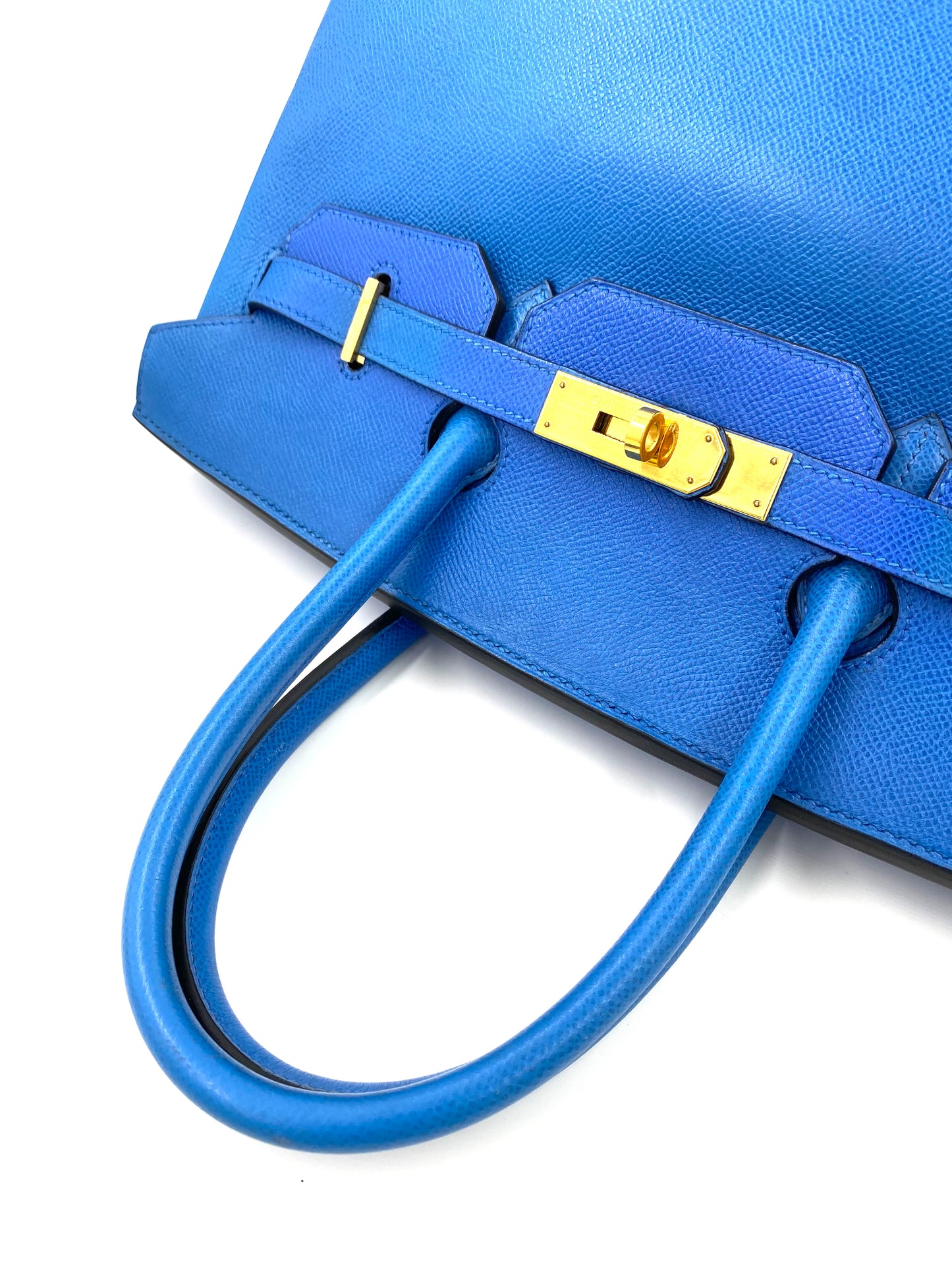 HERMÈS Birkin 35 Epsom Leder Blue de France mit gold Hardware
