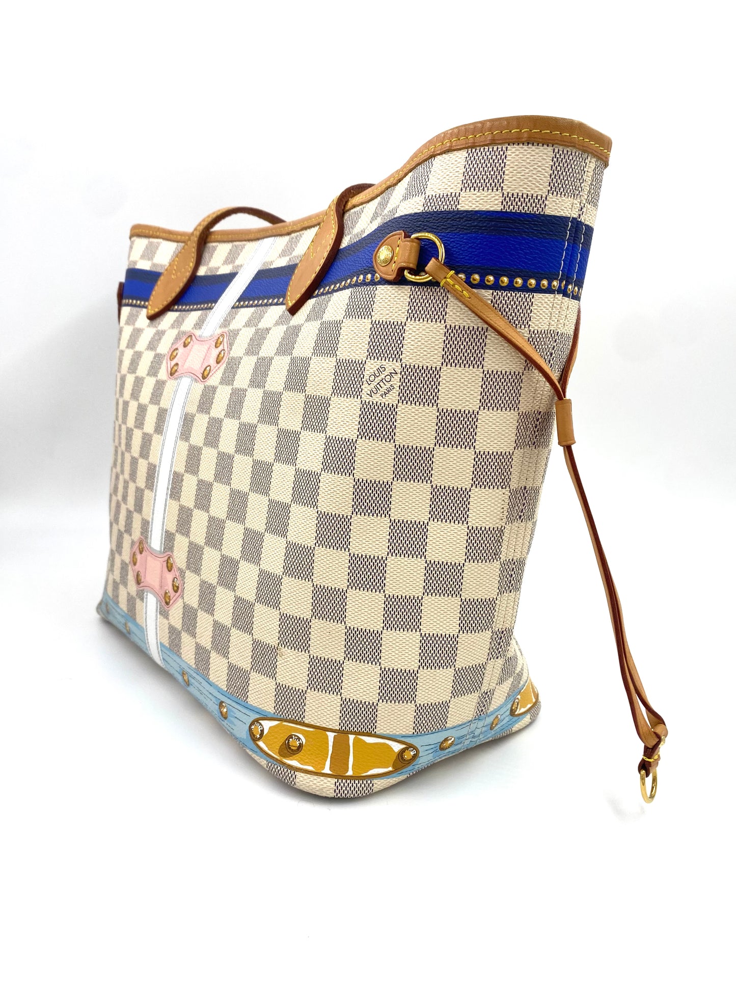 LOUIS VUITTON Neverfull MM Summer Trunks Porto Cervo Damier azur mit Pochette