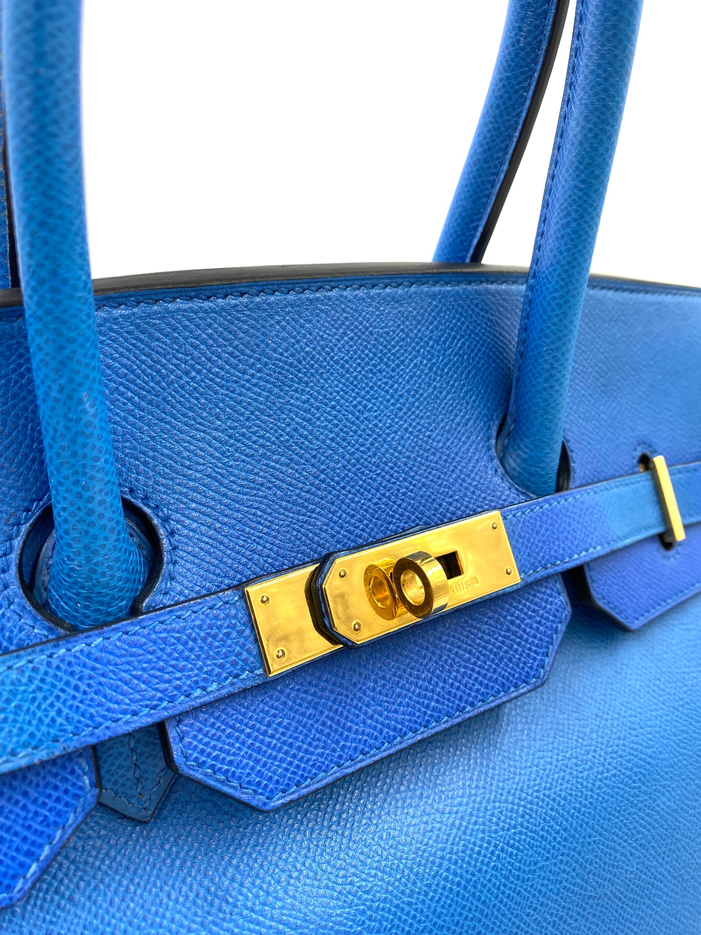 HERMÈS Birkin 35 Epsom Leder Blue de France mit gold Hardware