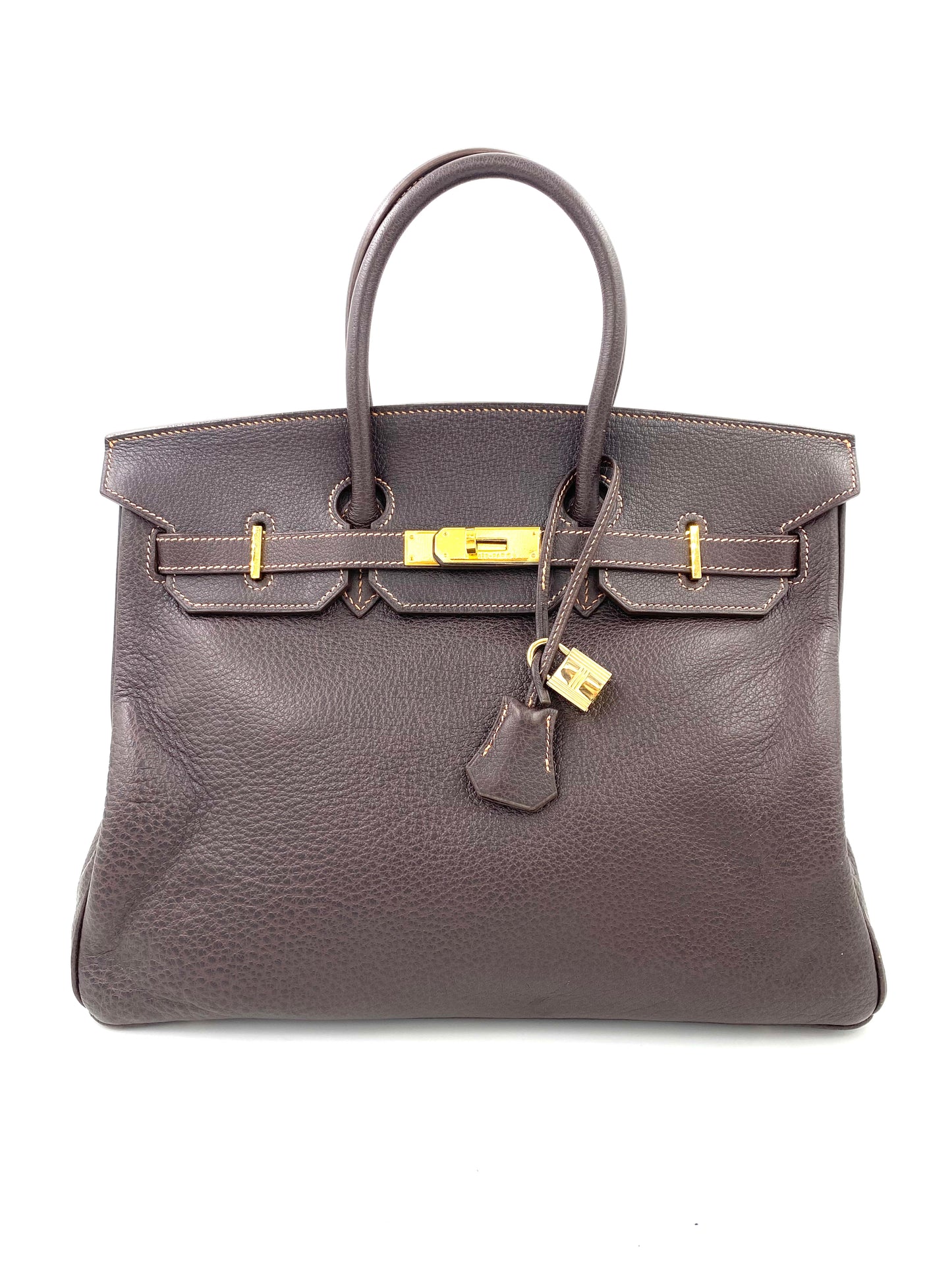 Hermès Birkin 35 Marron Fjord Leder