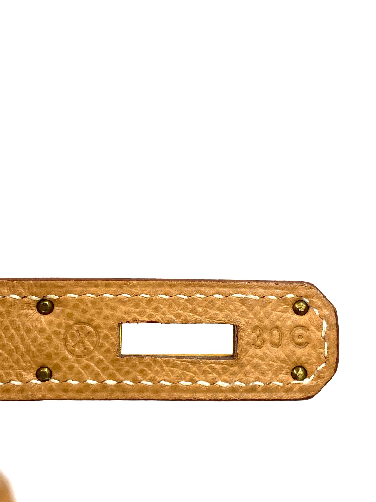 HERMÈS Kelly 32 Gold Courchevel Leather mit Gold Hardware