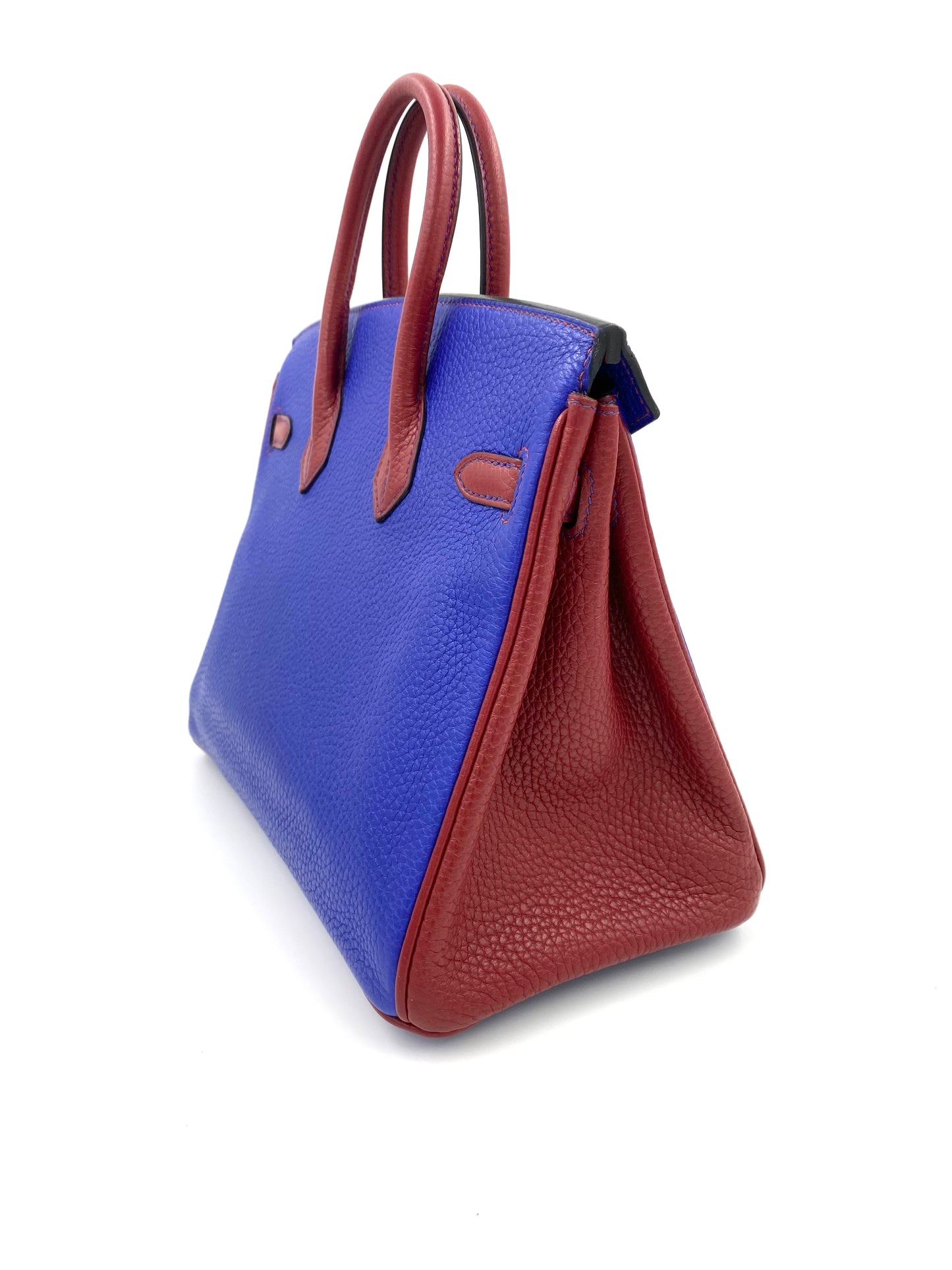 HERMÈS Birkin 25 Clemence Leder Electric Blue gold Hardware Fullset mit Original Rechnung