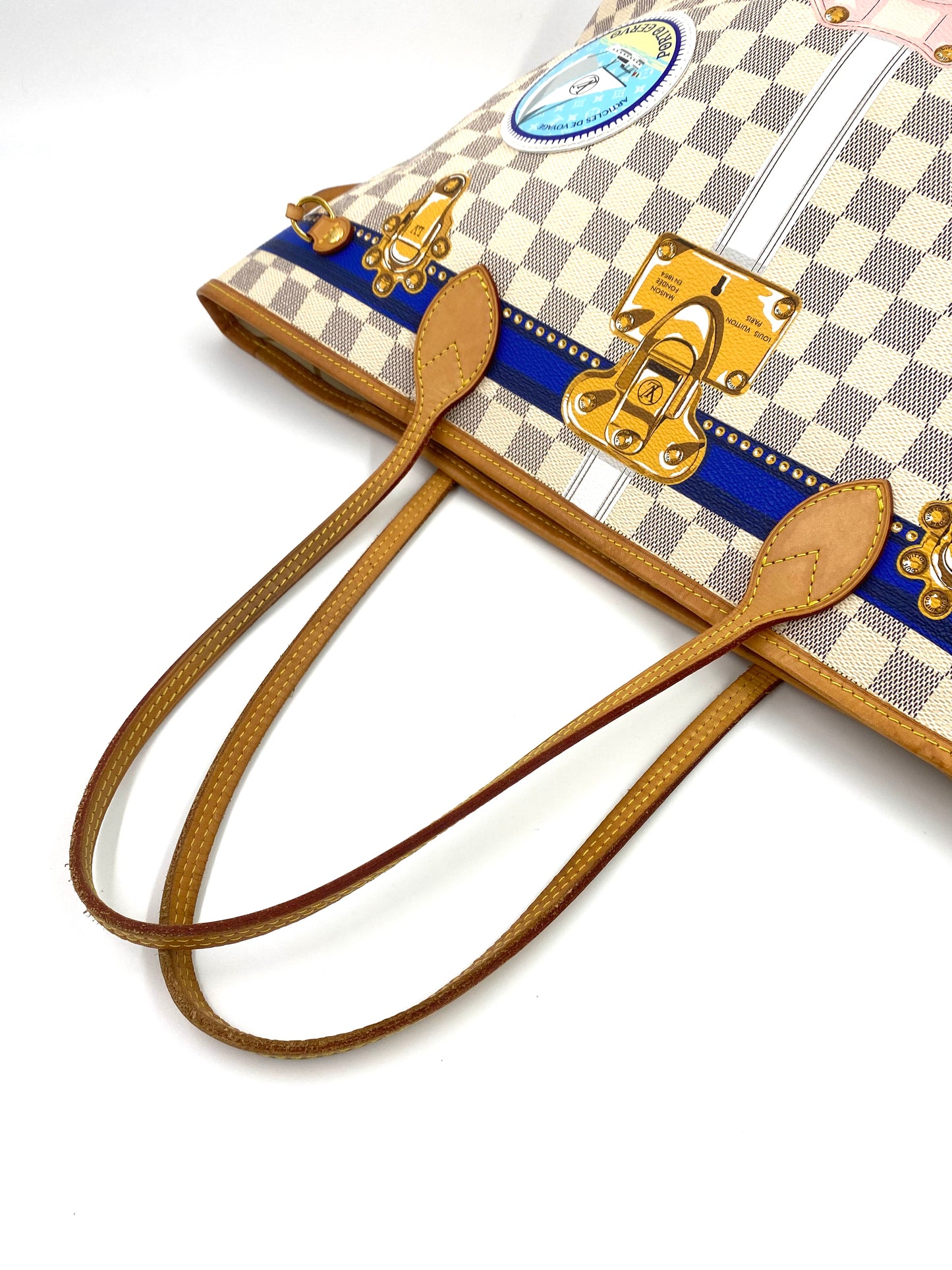LOUIS VUITTON Neverfull MM Summer Trunks Porto Cervo Damier azur mit Pochette