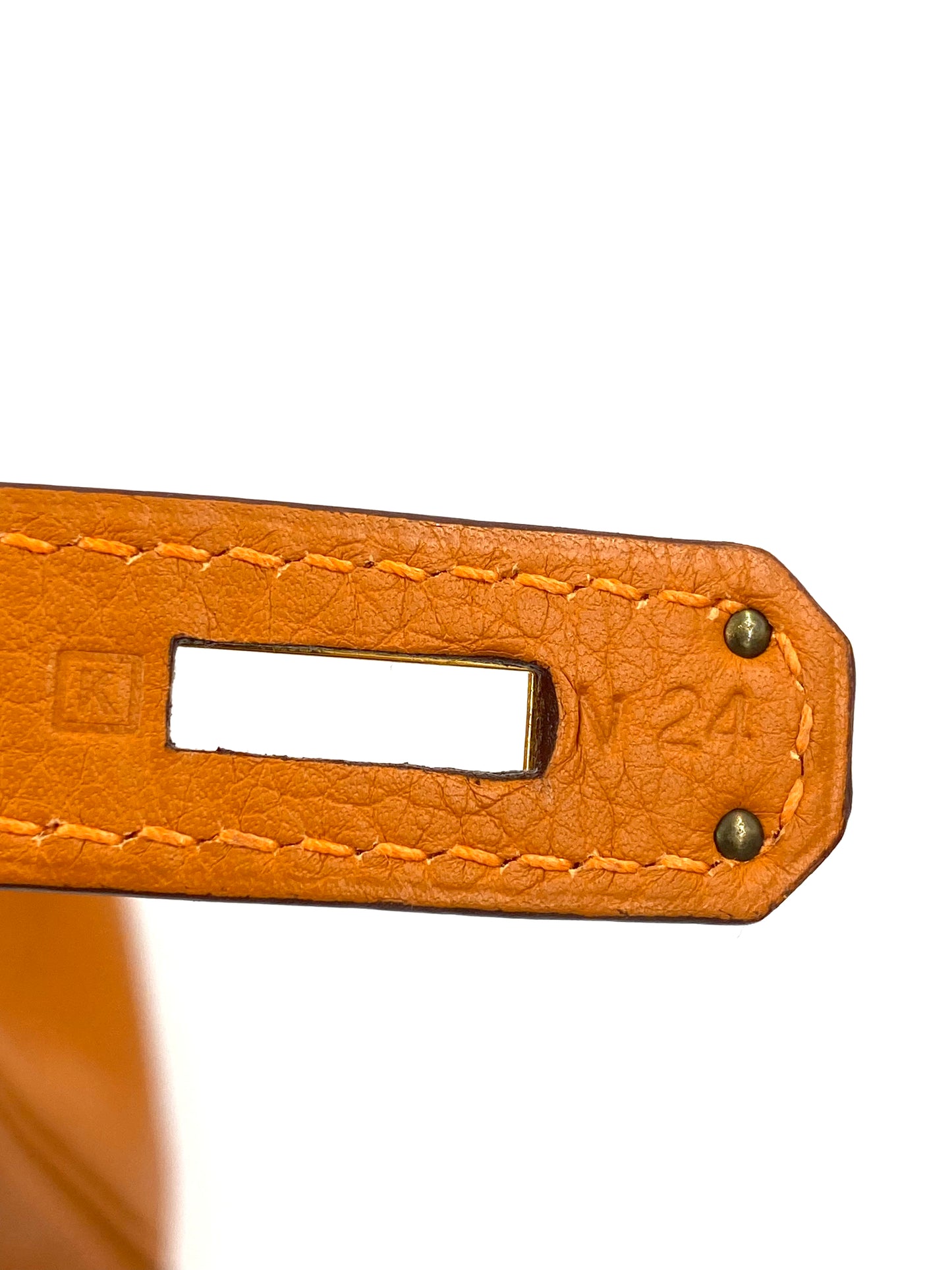HERMÈS Kelly 32 Retourne orange Togo Leather mit Gold Hardware
