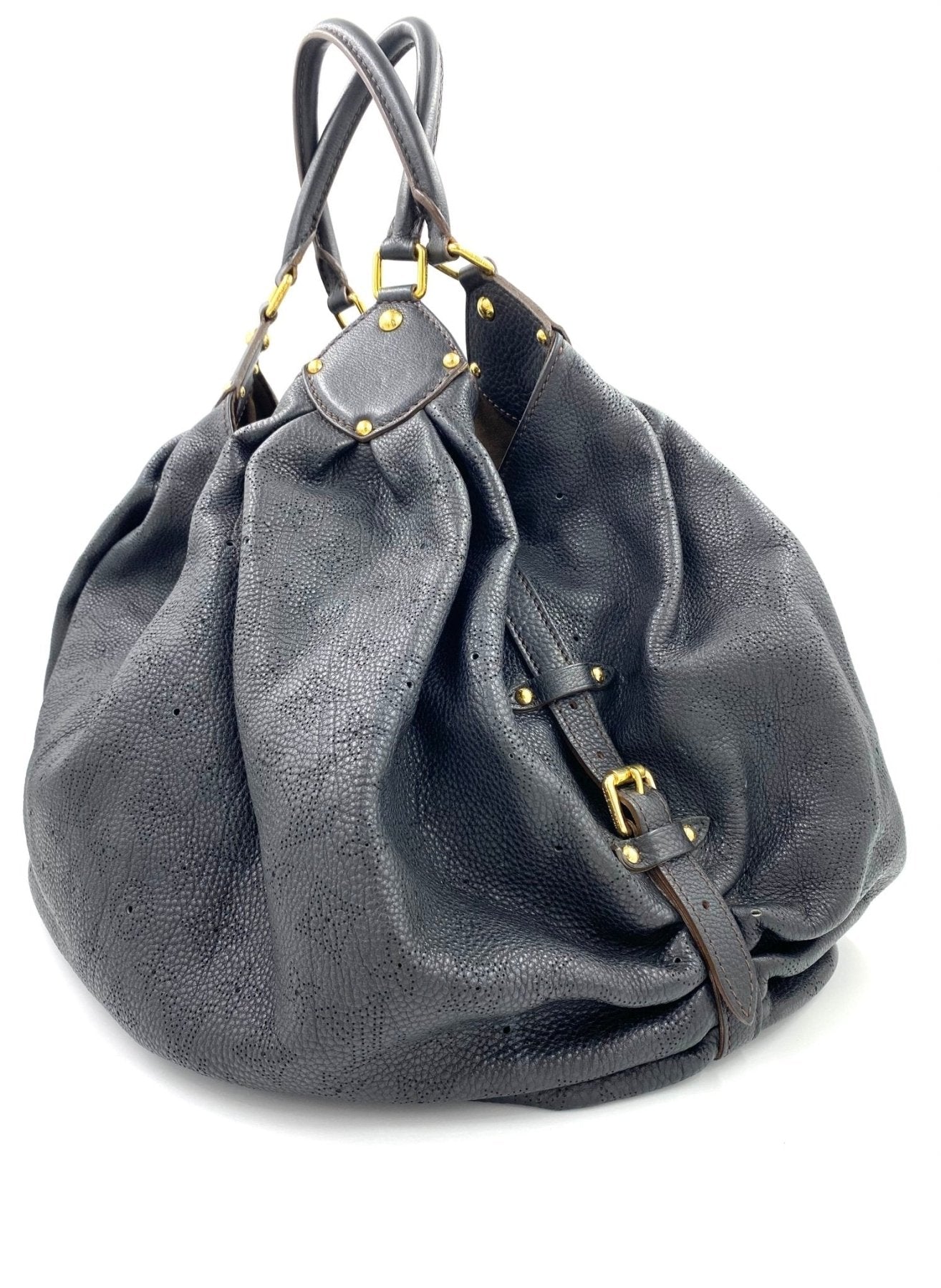 Louis Vuitton Mahina XXL schwarze Tasche aus perforiertem Leder mit goldenen Beschlagen und verstellbaren Henkeln