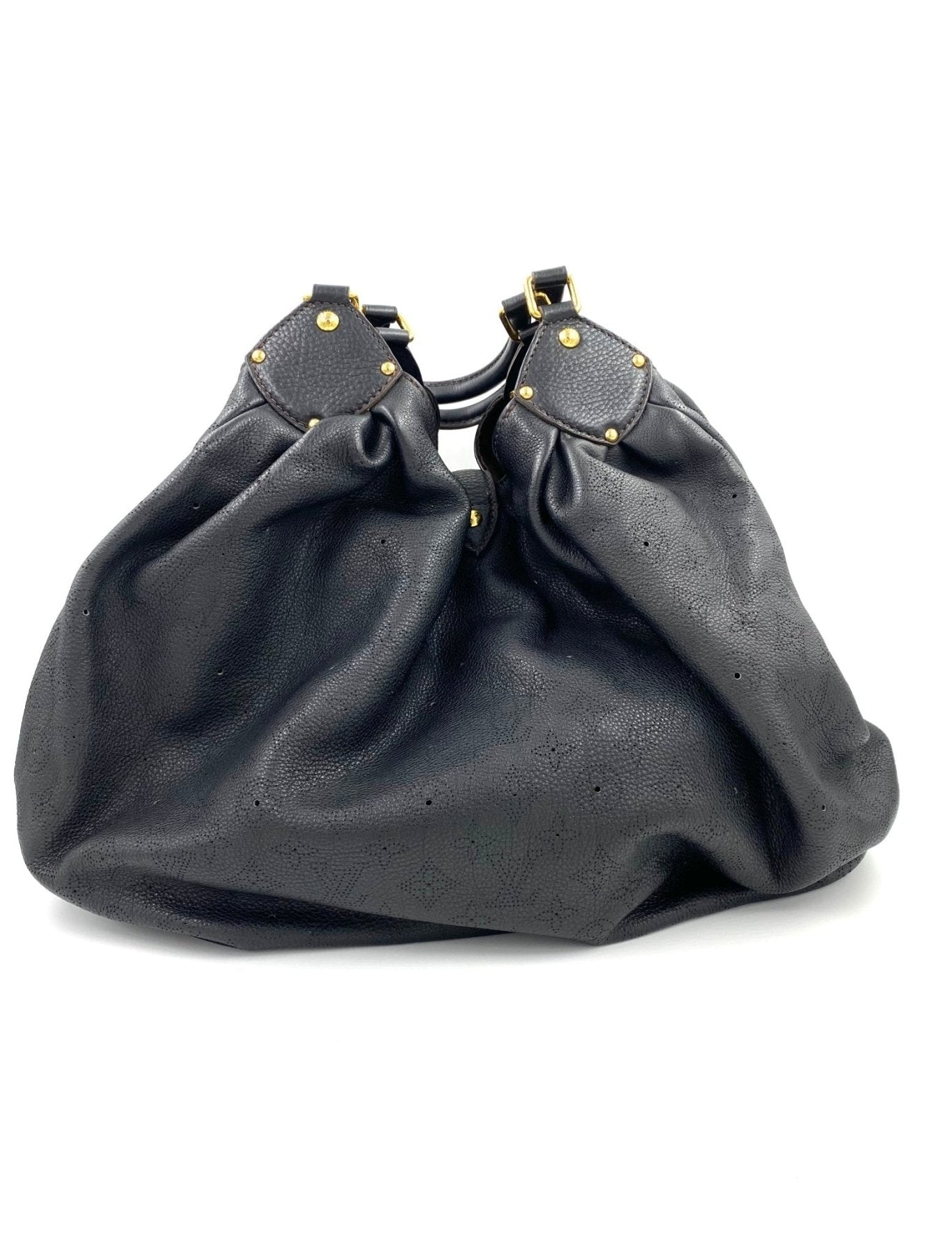 Louis Vuitton Mahina XXL schwarze Ledertasche mit perforiertem Monogram-Muster und goldenen Beschlagen