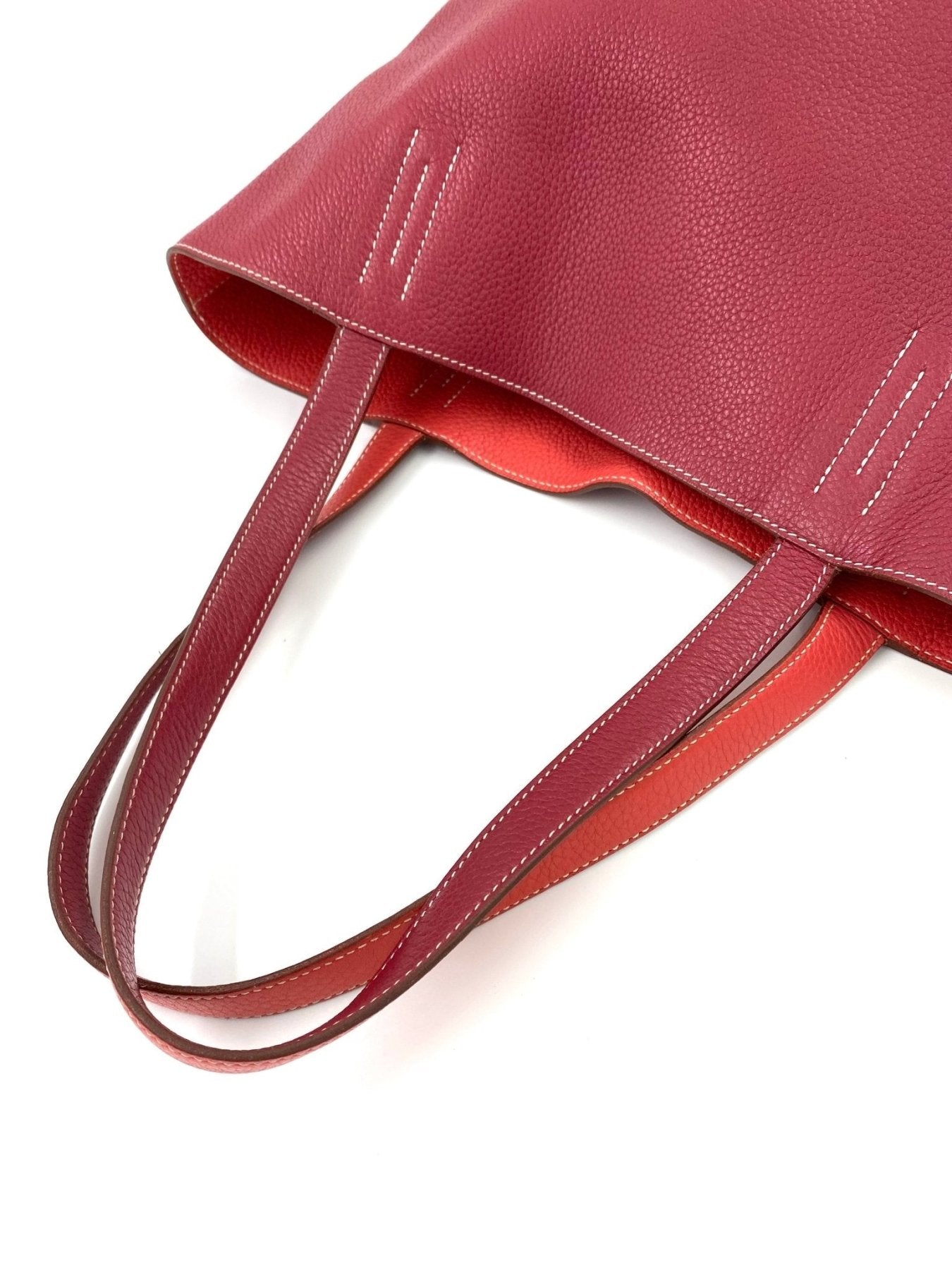 HERMÈS Shopper Double Sens 45 Sikkim Rose Sakura Clemence Rouge Pivoine - Clutch & Macarons - R im Quadrat, 2014 - Clutch & Macarons -