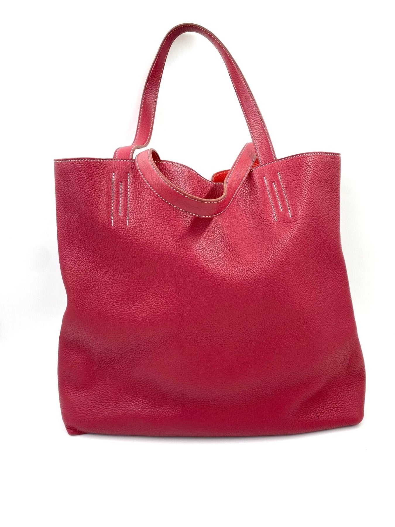 HERMÈS Shopper Double Sens 45 Sikkim Rose Sakura Clemence Rouge Pivoine - Clutch & Macarons - R im Quadrat, 2014 - Clutch & Macarons -