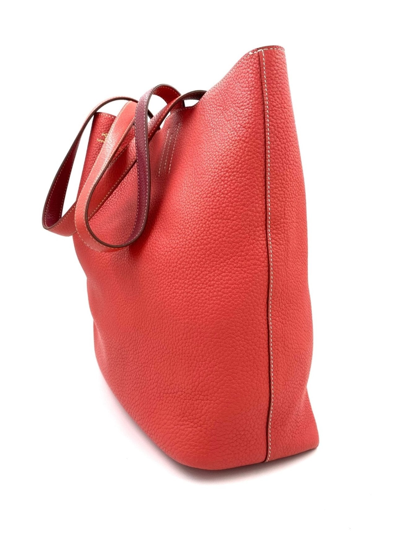 HERMÈS Shopper Double Sens 45 Sikkim Rose Sakura Clemence Rouge Pivoine - Clutch & Macarons - R im Quadrat, 2014 - Clutch & Macarons -