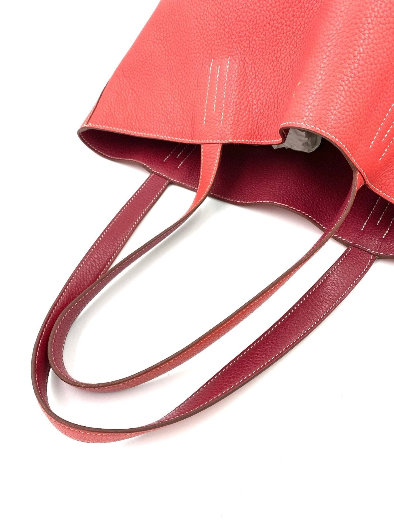 HERMÈS Shopper Double Sens 45 Sikkim Rose Sakura Clemence Rouge Pivoine - Clutch & Macarons - R im Quadrat, 2014 - Clutch & Macarons -