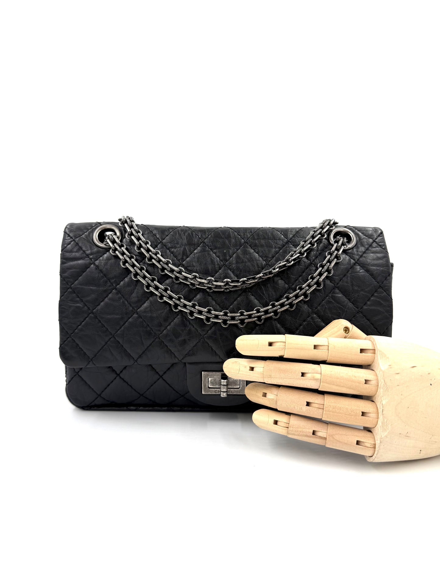 CHANEL 2.55 Double Flap small Kalbsleder schwarz SHW