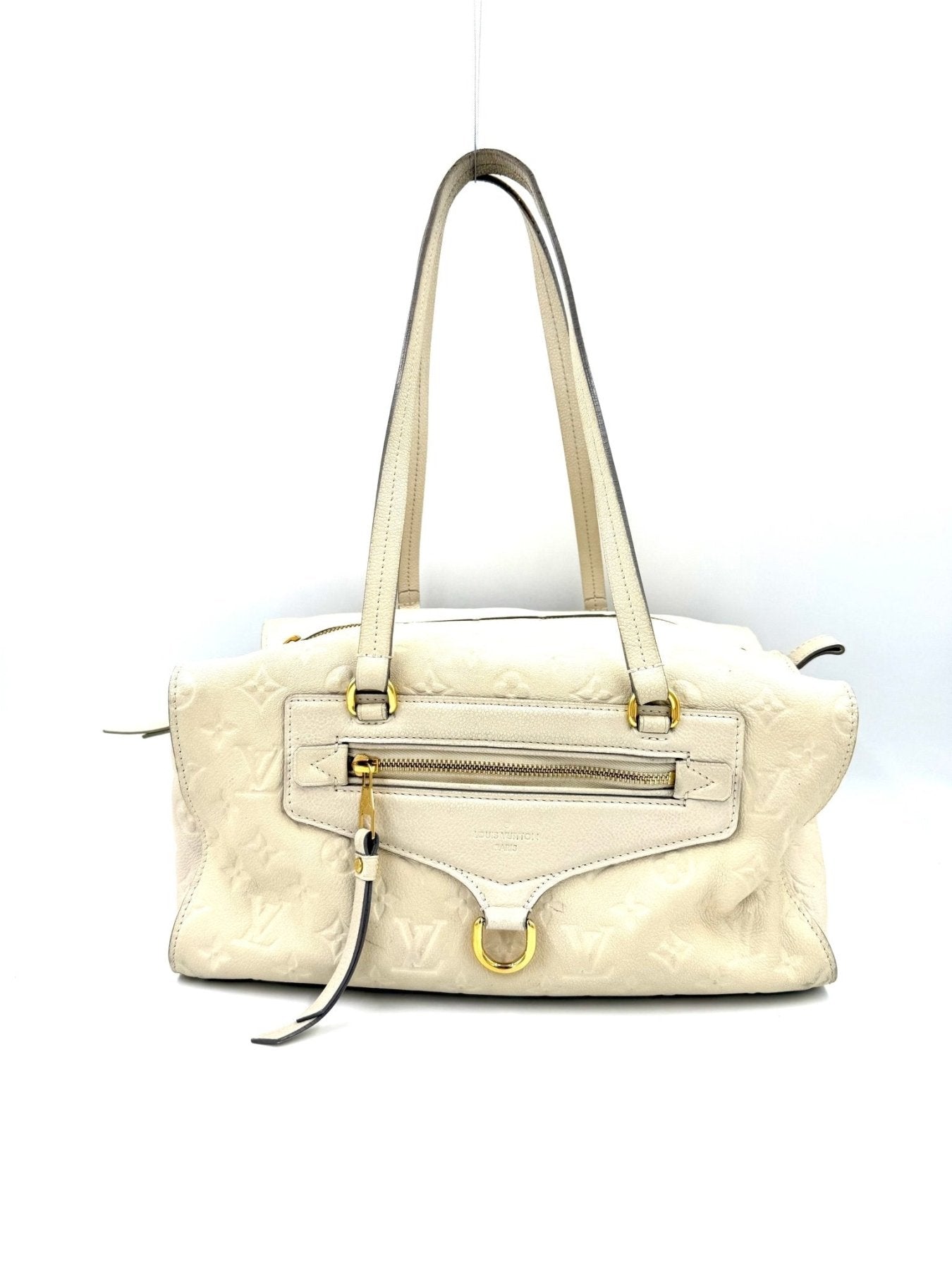 Louis Vuitton Inspiree Monogram Empreinte Handtasche in Creme mit gepraegtem Leder und langen Tragegriffen