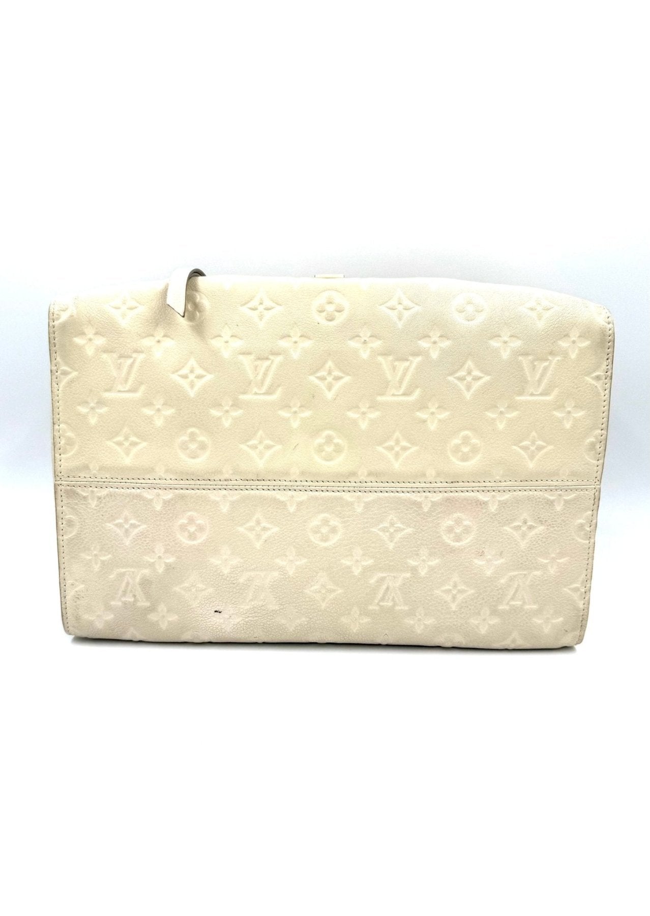 Louis Vuitton Inspiree Monogram Empreinte Handtasche in Creme mit gepraegtem Monogram-Muster und Reissverschluss