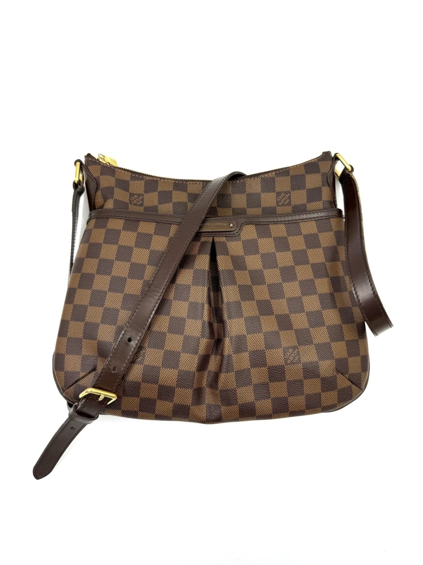 Louis Vuitton Bloomsbury Damier Ebene Tasche mit charakteristischem Schachbrettmuster und verstellbarem Schulterriemen in braun