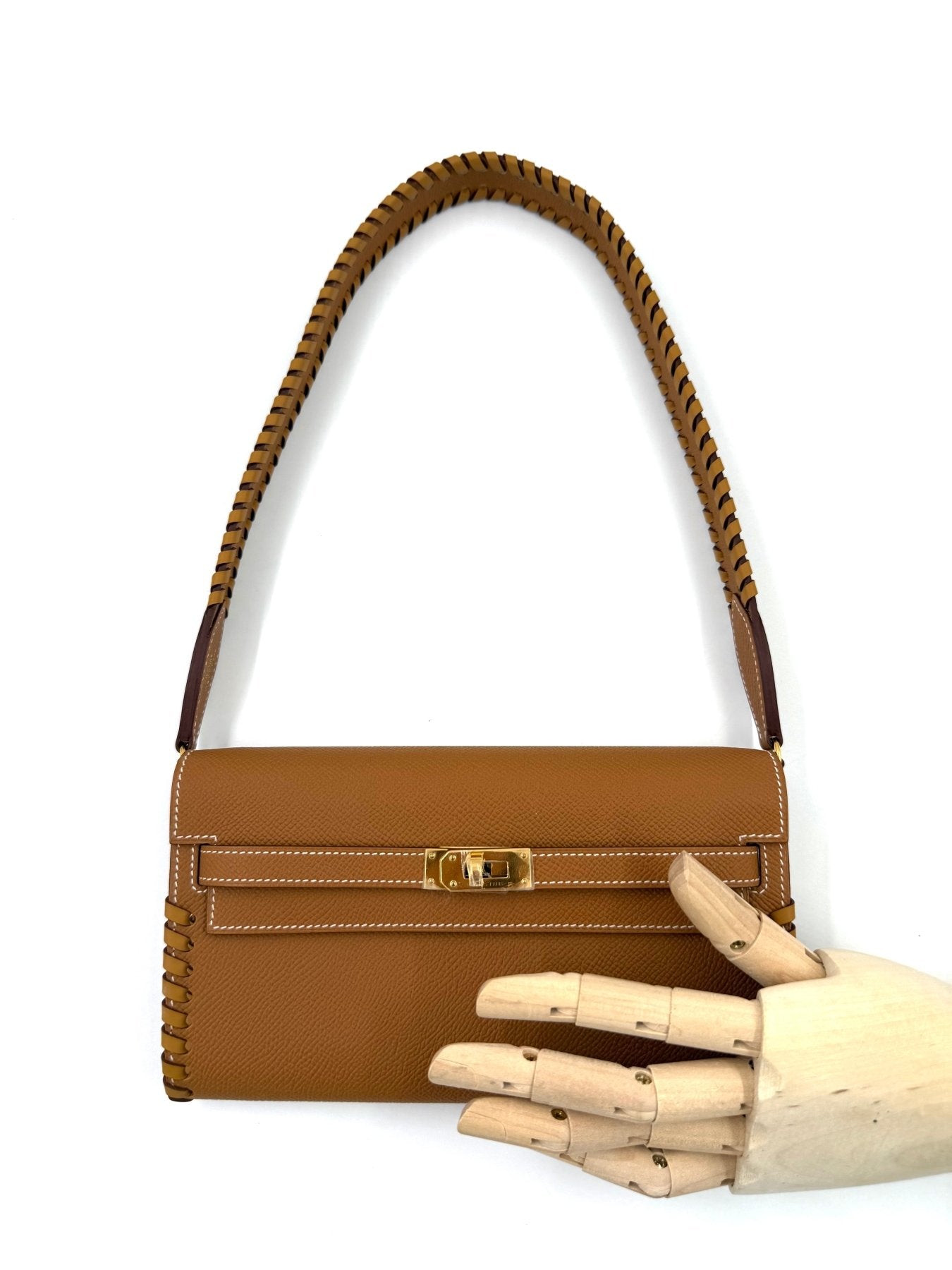 HERMÈS Kelly to Go Tressage Epsom Gold - Clutch & Macarons - W - Clutch & Macarons -