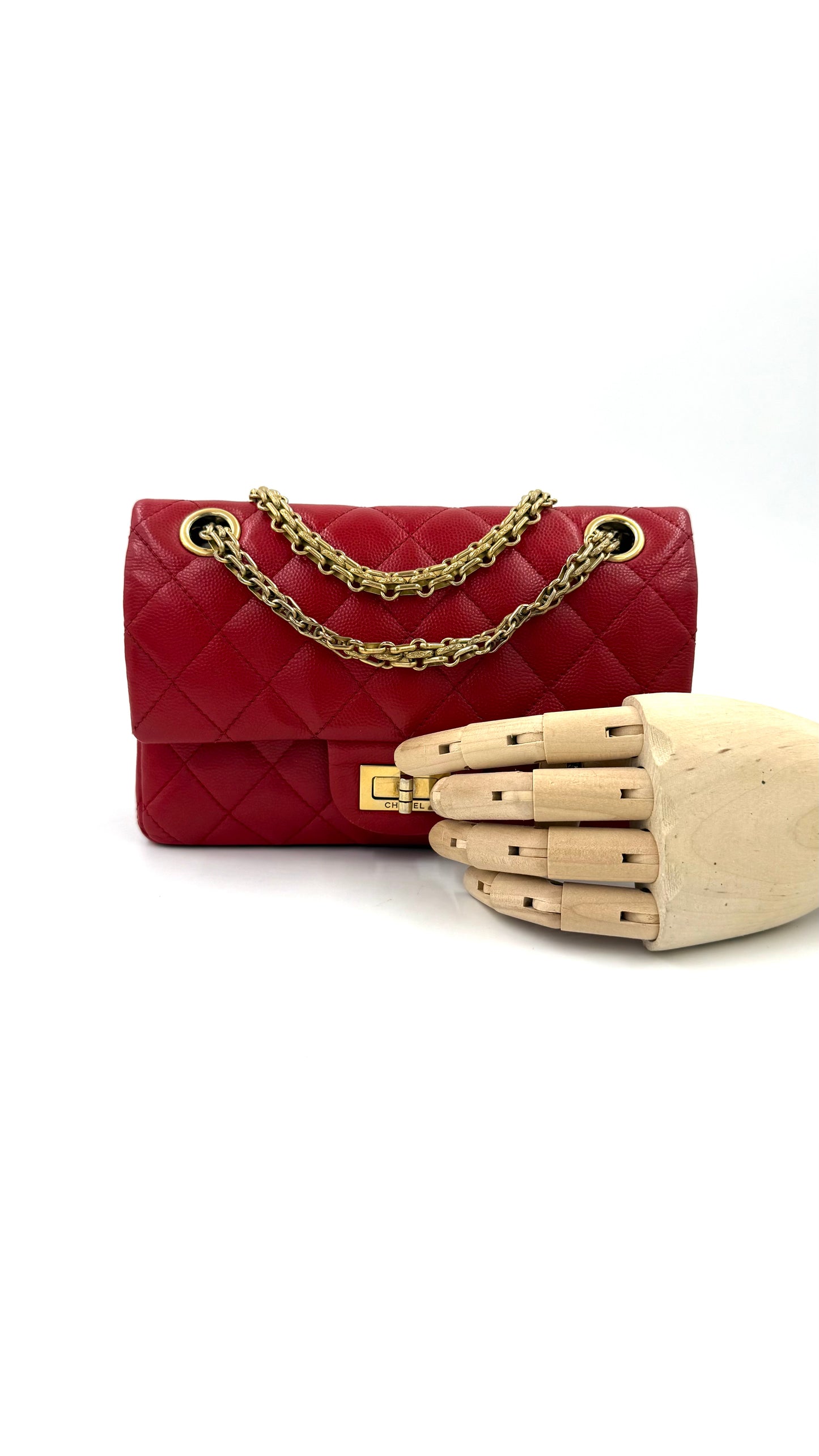 CHANEL 2.55 Double Flap Caviar rouge