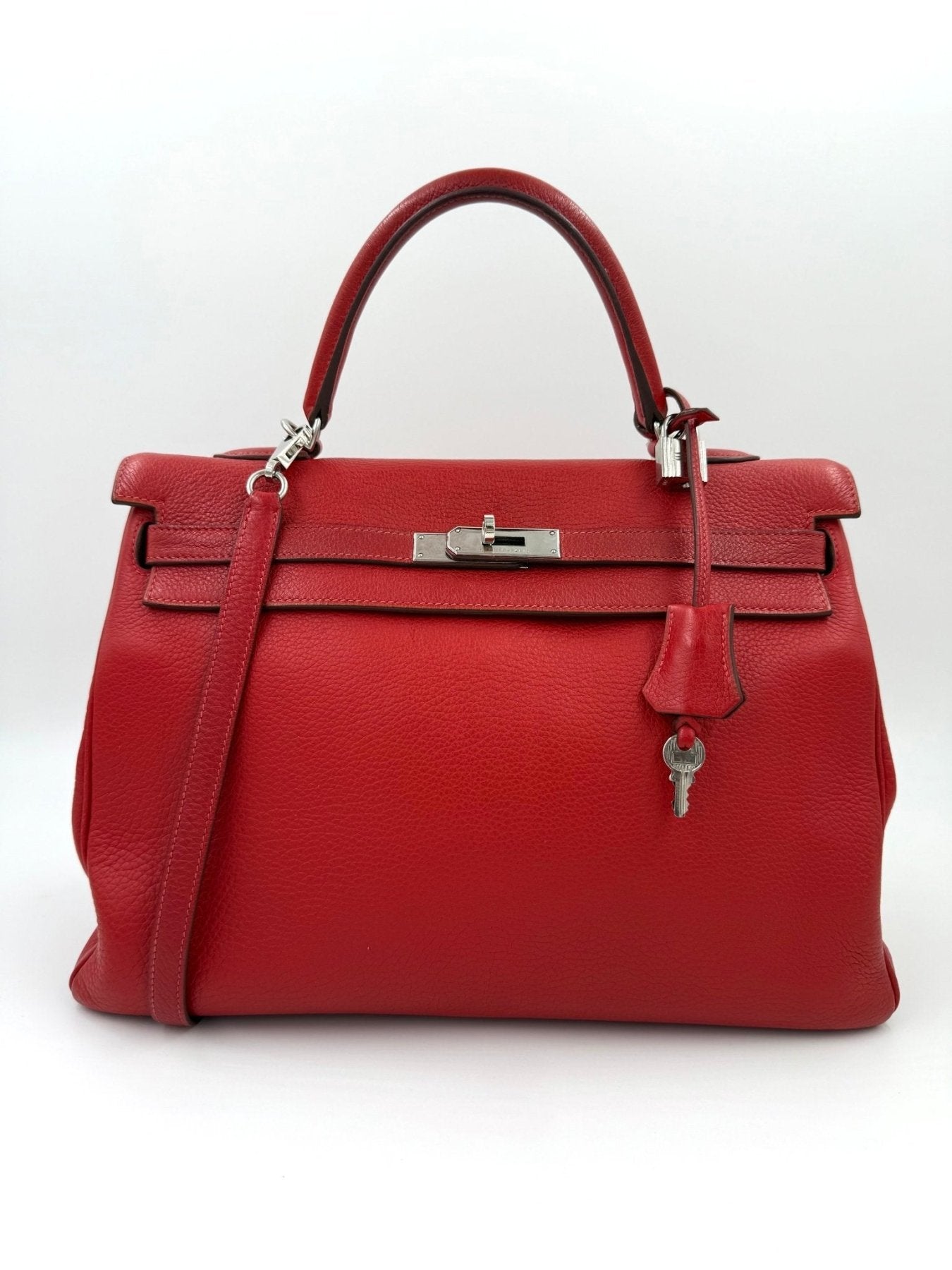 HERMÈS Kelly 32 Clemenceleder Capucine - Clutch & Macarons - H im Quadrat - Clutch & Macarons -