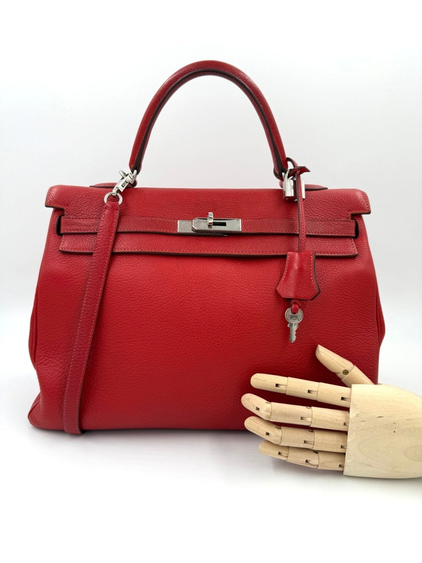 HERMÈS Kelly 32 Clemenceleder Capucine - Clutch & Macarons - H im Quadrat - Clutch & Macarons -