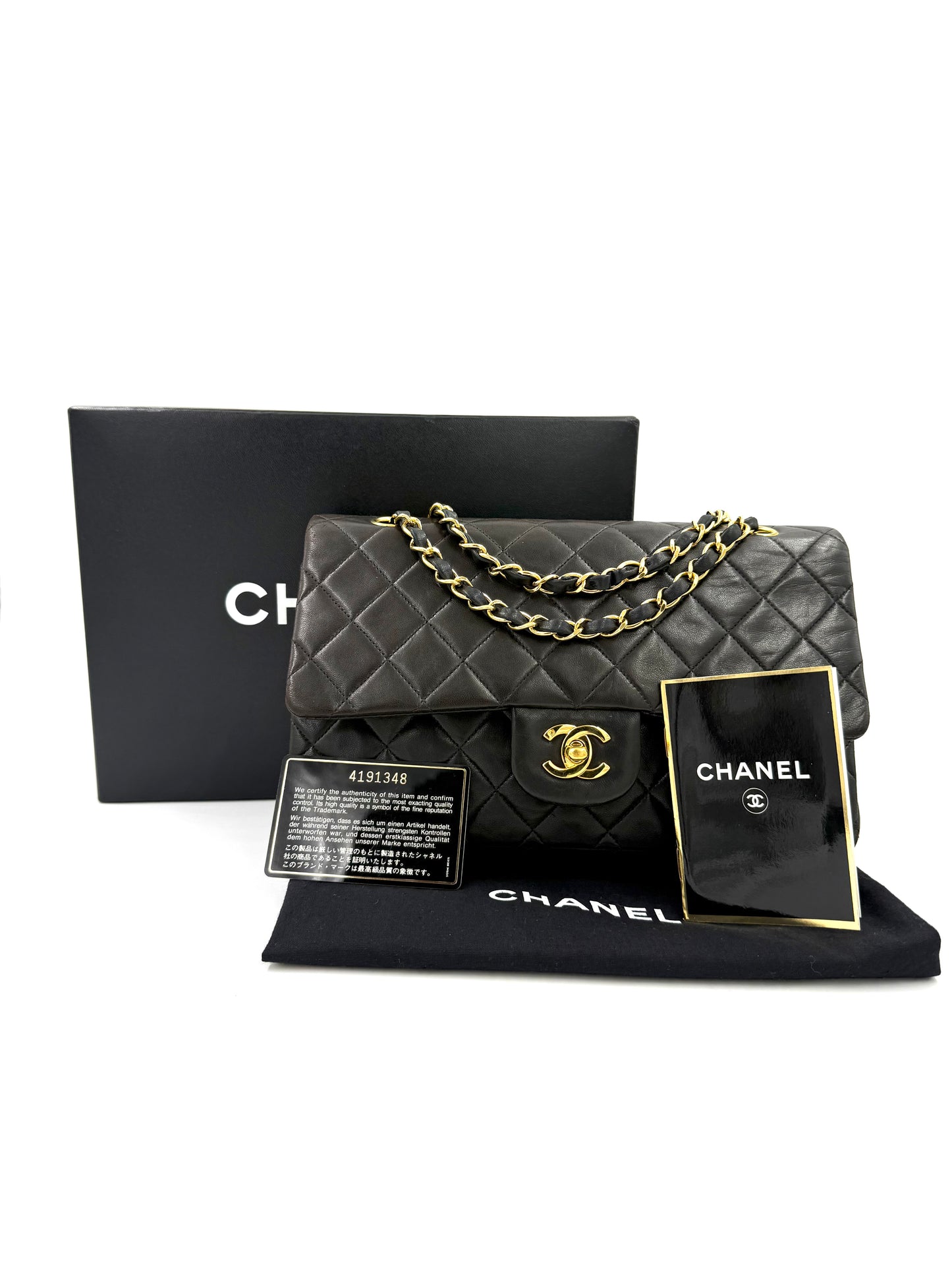 CHANEL Timeless Double Flap medium Lammleder schwarz GHW Vintage