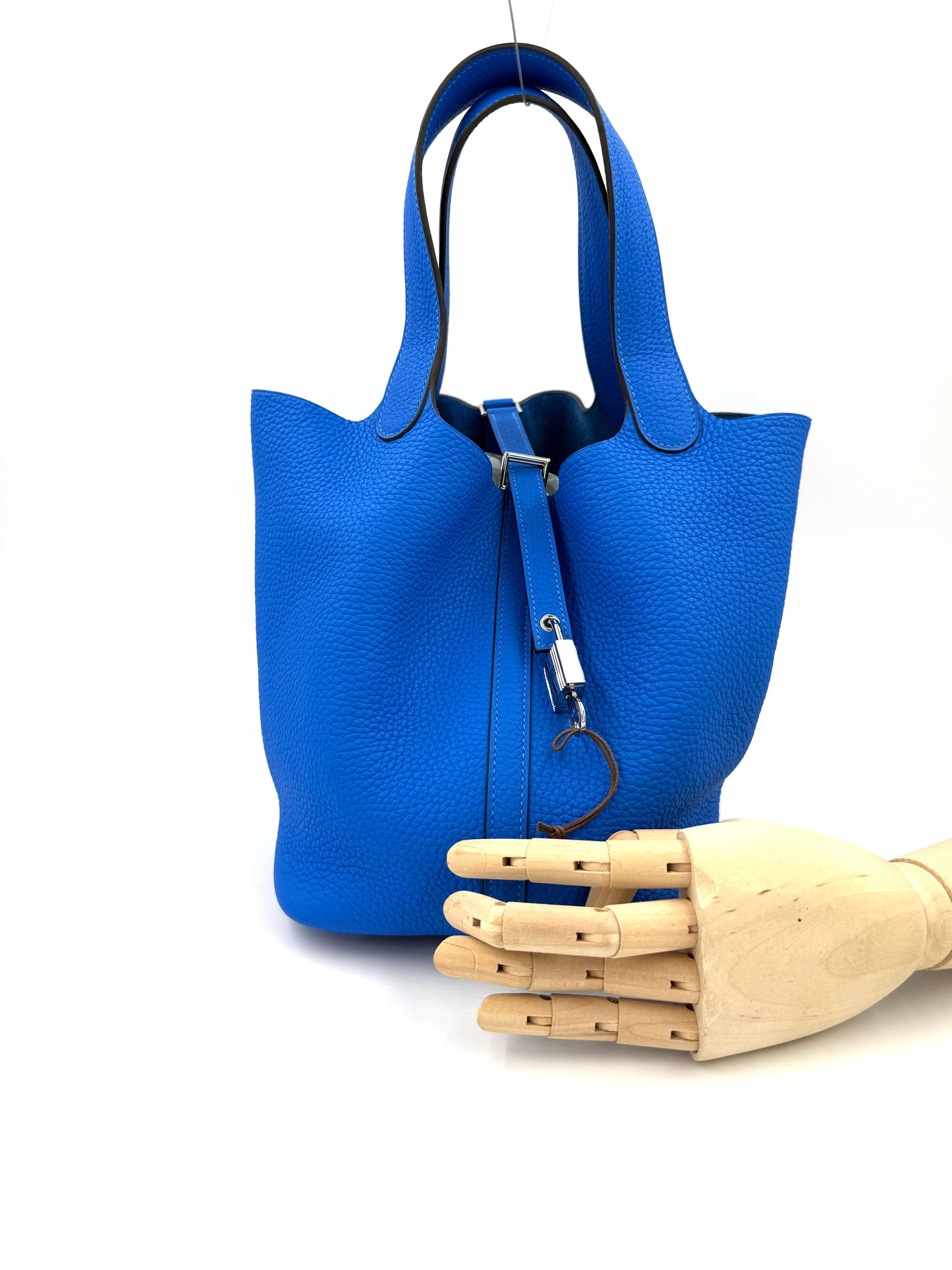 HERMÈS Picotin 22 Lock Bleu Hydra PHW