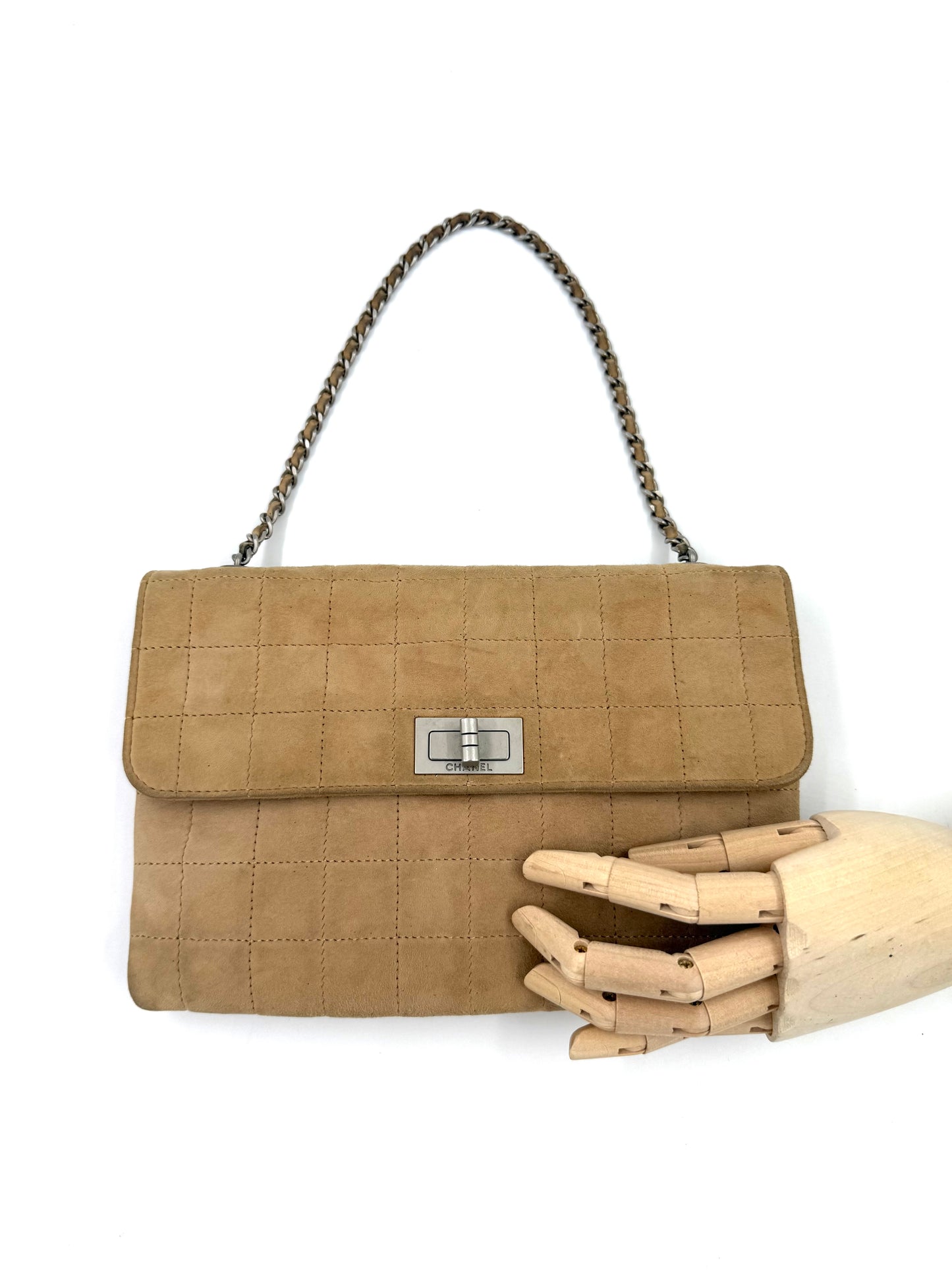 CHANEL 2.55 Suede beige Vintage Clutch