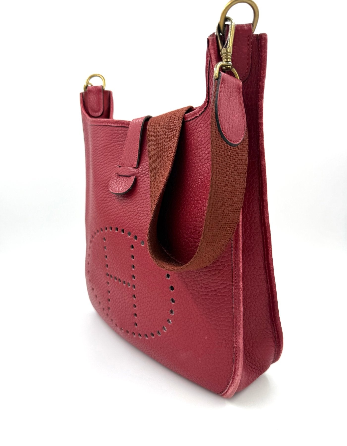 HERMÈS Vintage Evelyne 33 rouge Clemenceleder - Clutch & Macarons - unlesbar - Clutch & Macarons -