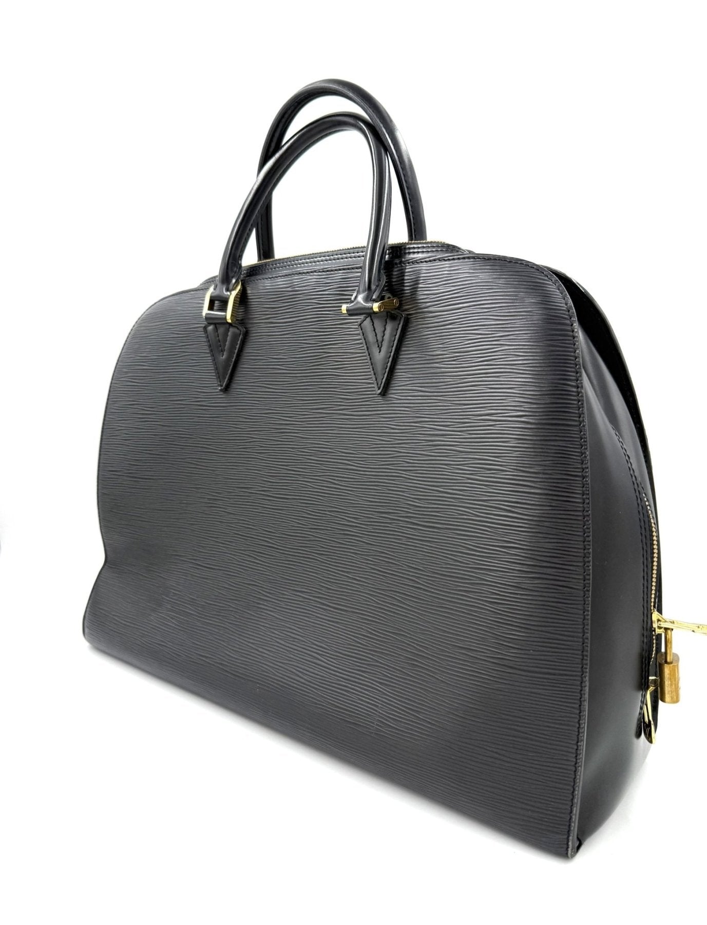 Louis Vuitton Sorbonne Handtasche aus schwarzem Epi-Leder mit strukturierter Oberflaeche und Doppelgriffen