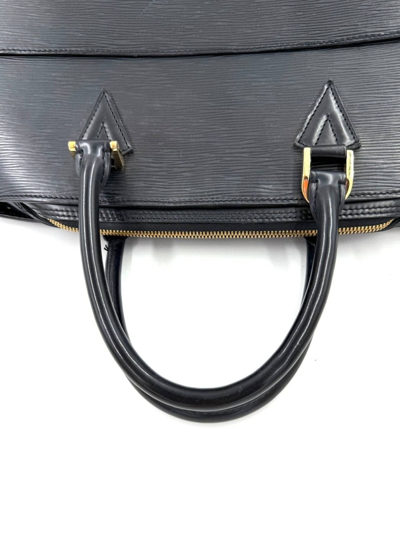 Louis Vuitton Sorbonne Epi Handtasche in Schwarz mit strukturiertem Leder, Doppelgriffen und goldfarbenen Details