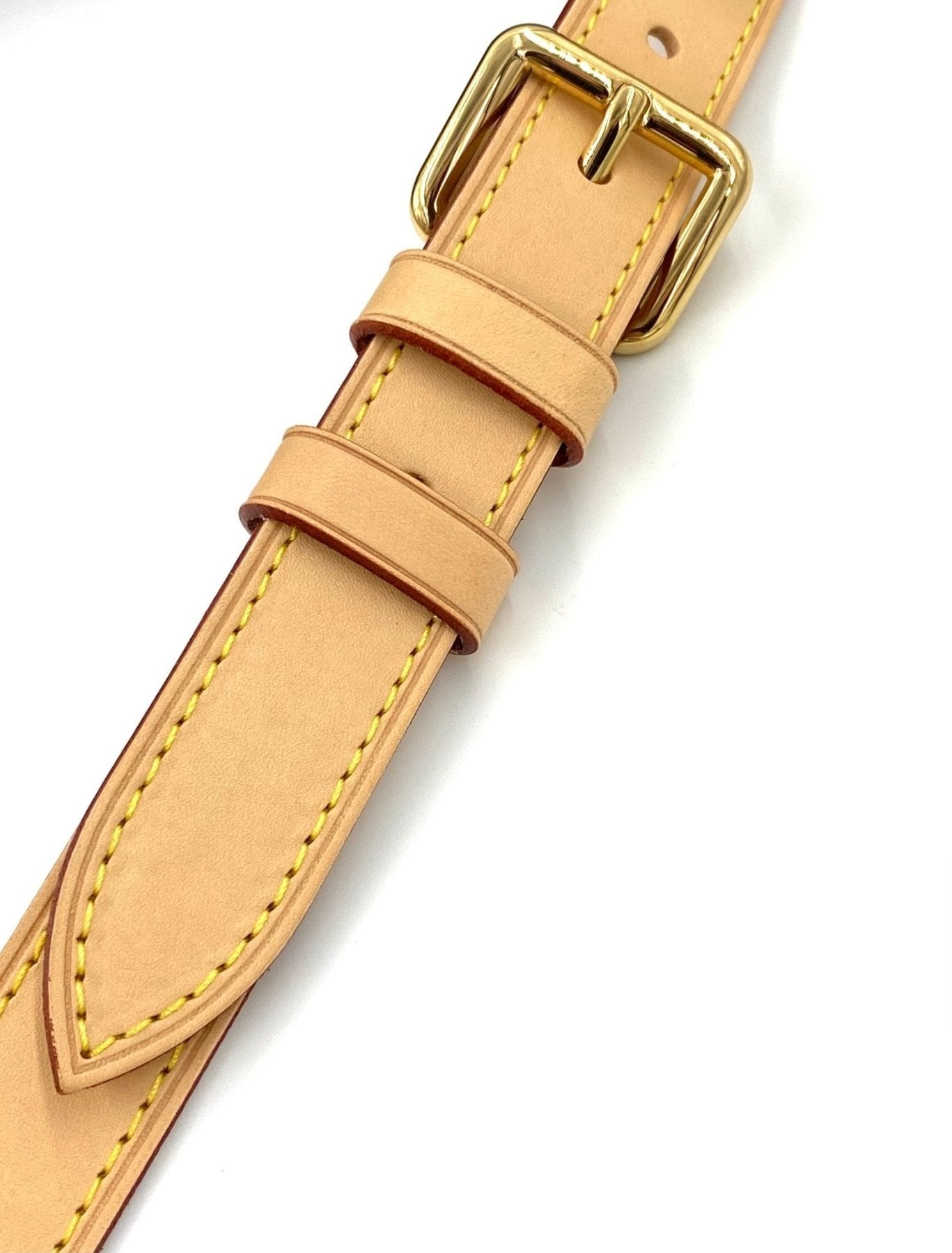Verstellbarer Gurt der Louis Vuitton Bumbag aus beigem Leder mit goldener Schnalle und Naehten, Teil der Monogram Canvas Kollektion