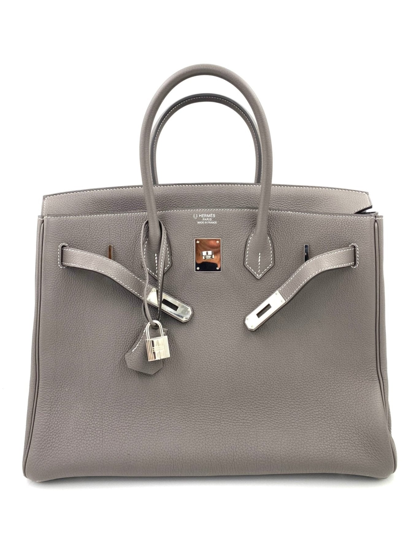 HERMES Birkin 35 HSS Togo Tasche in Etain grau mit Palladium Beschlagen, Schloss und Tragegriffen