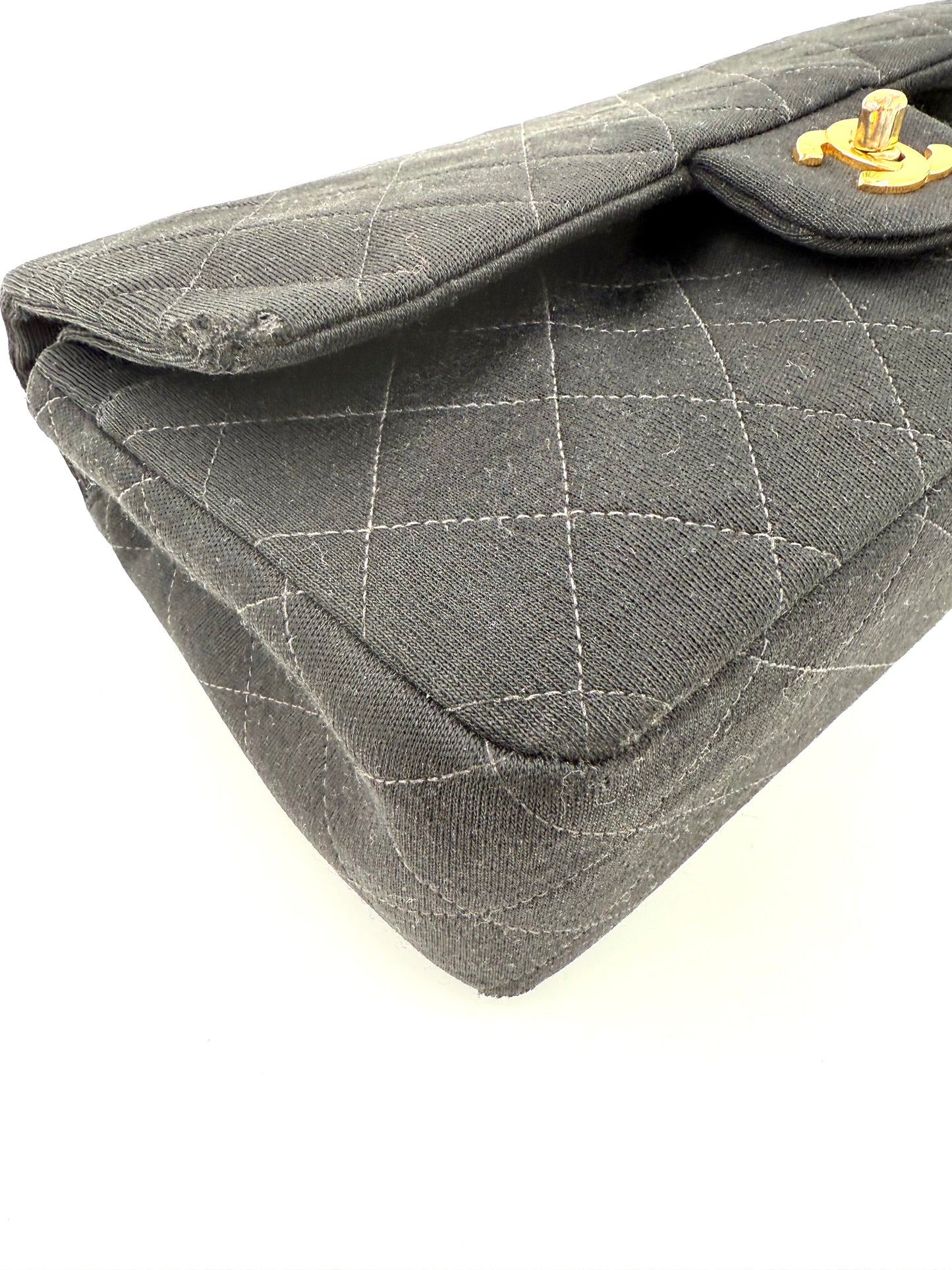 CHANEL Timeless Double Flap medium schwarz Jersey GHW