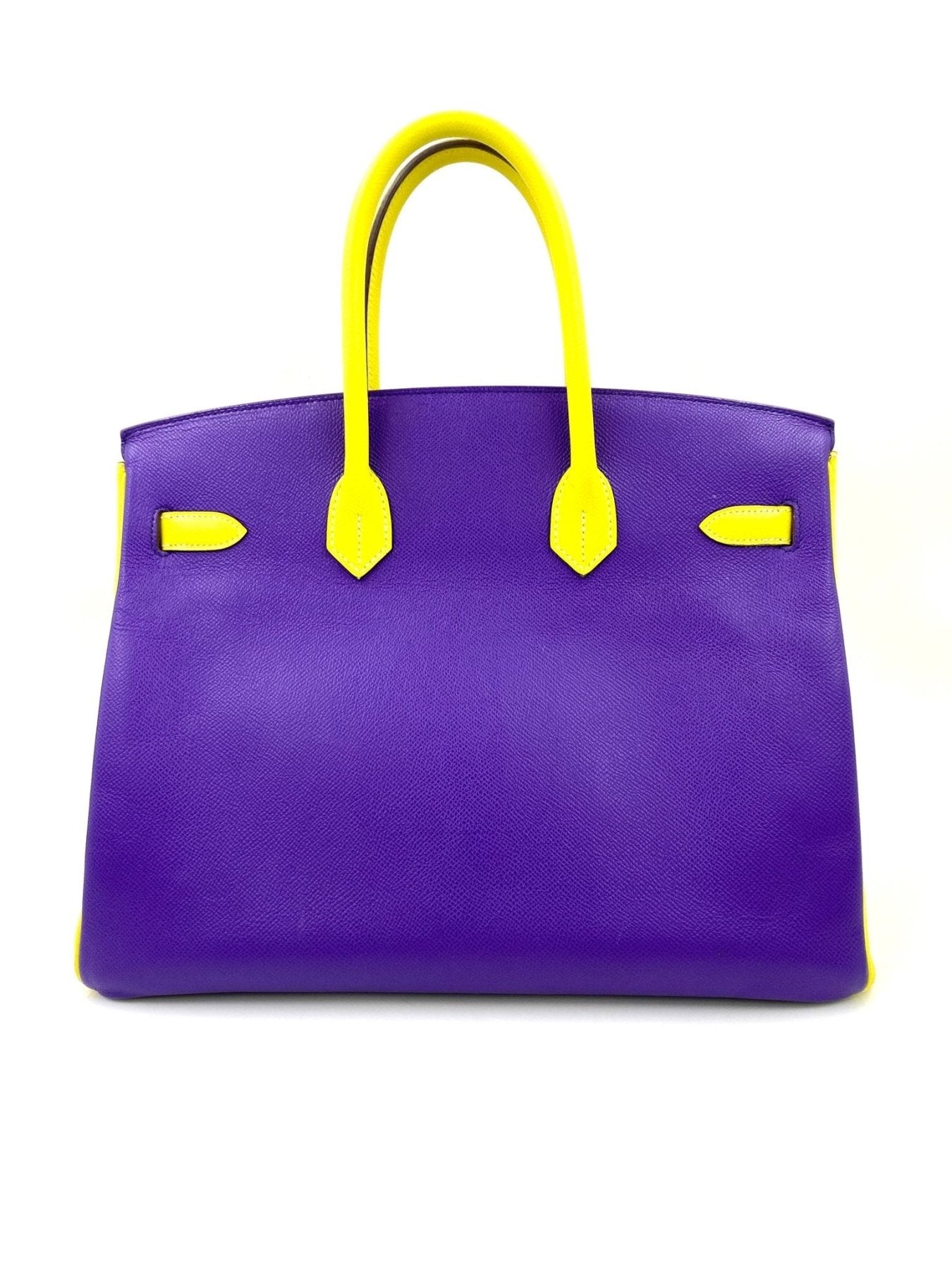 HERMES Birkin 35 HSS Handtasche in Epsom Leder, zweifarbiges Design in Lime und Crocus mit goldener Hardware