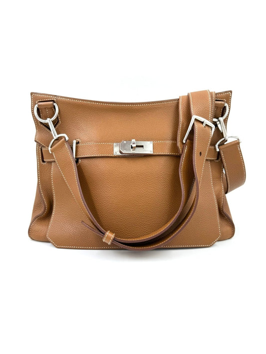 HERMES Jypsiere 34 Handtasche in Gold mit Palladium Hardware, vordere Schnalle und verstellbarem Schulterriemen