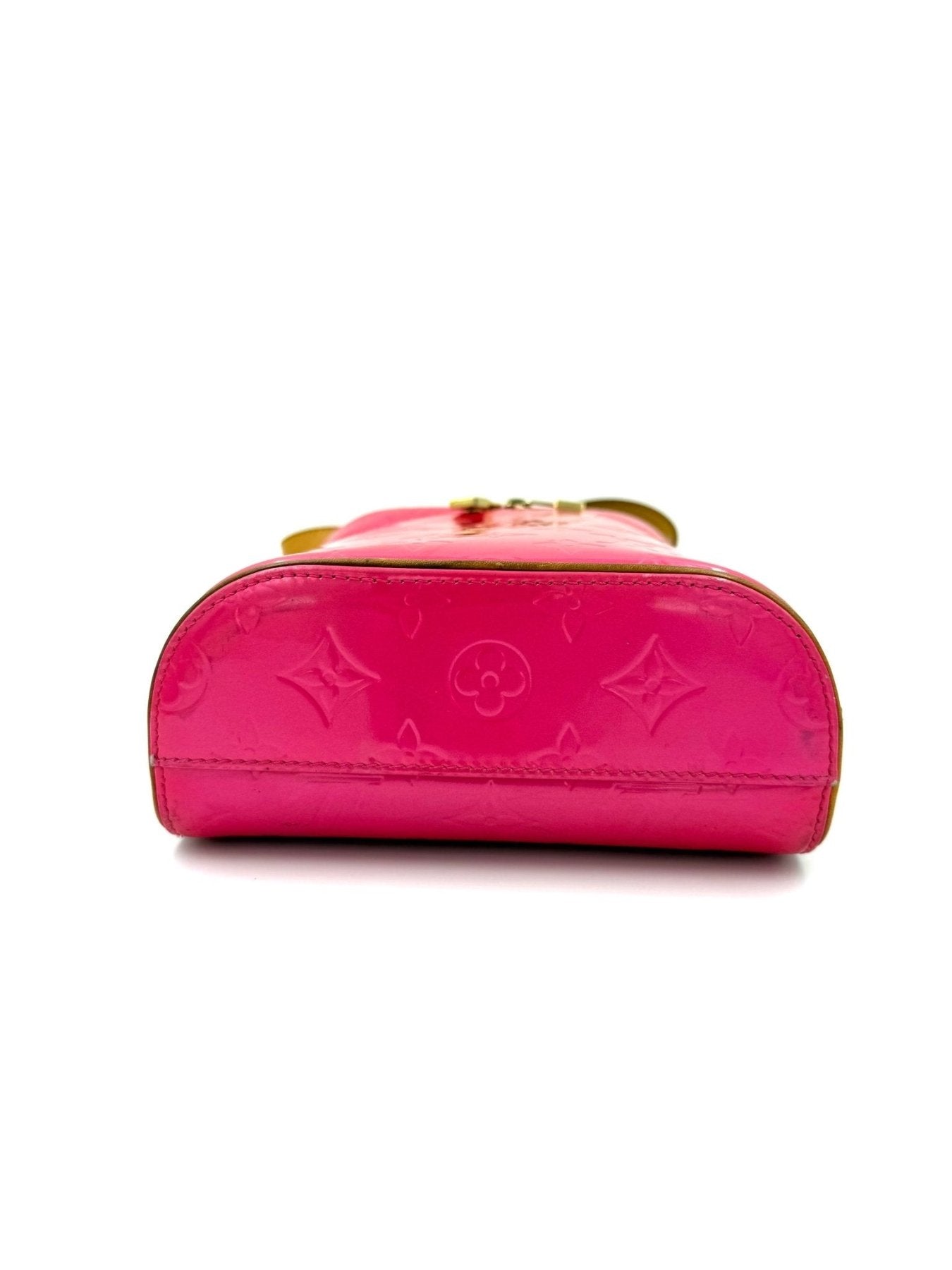 Louis Vuitton Sullivan Vertical Monogram Vernis Handtasche in Pink mit gepragtem Monogram-Muster und goldfarbenen Details