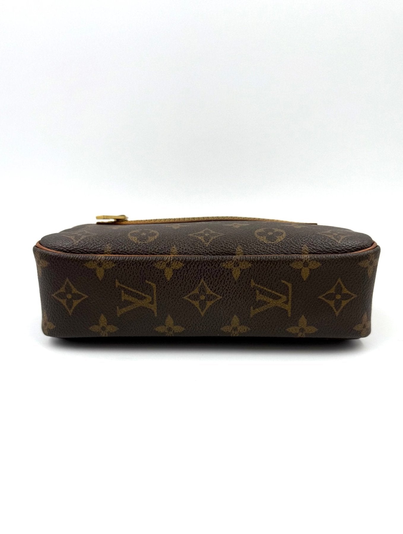 Louis Vuitton Pochette Cite PM Monogram Canvas Tasche, braunes Monogram-Muster, goldene Hardware, honigfarbene Patina