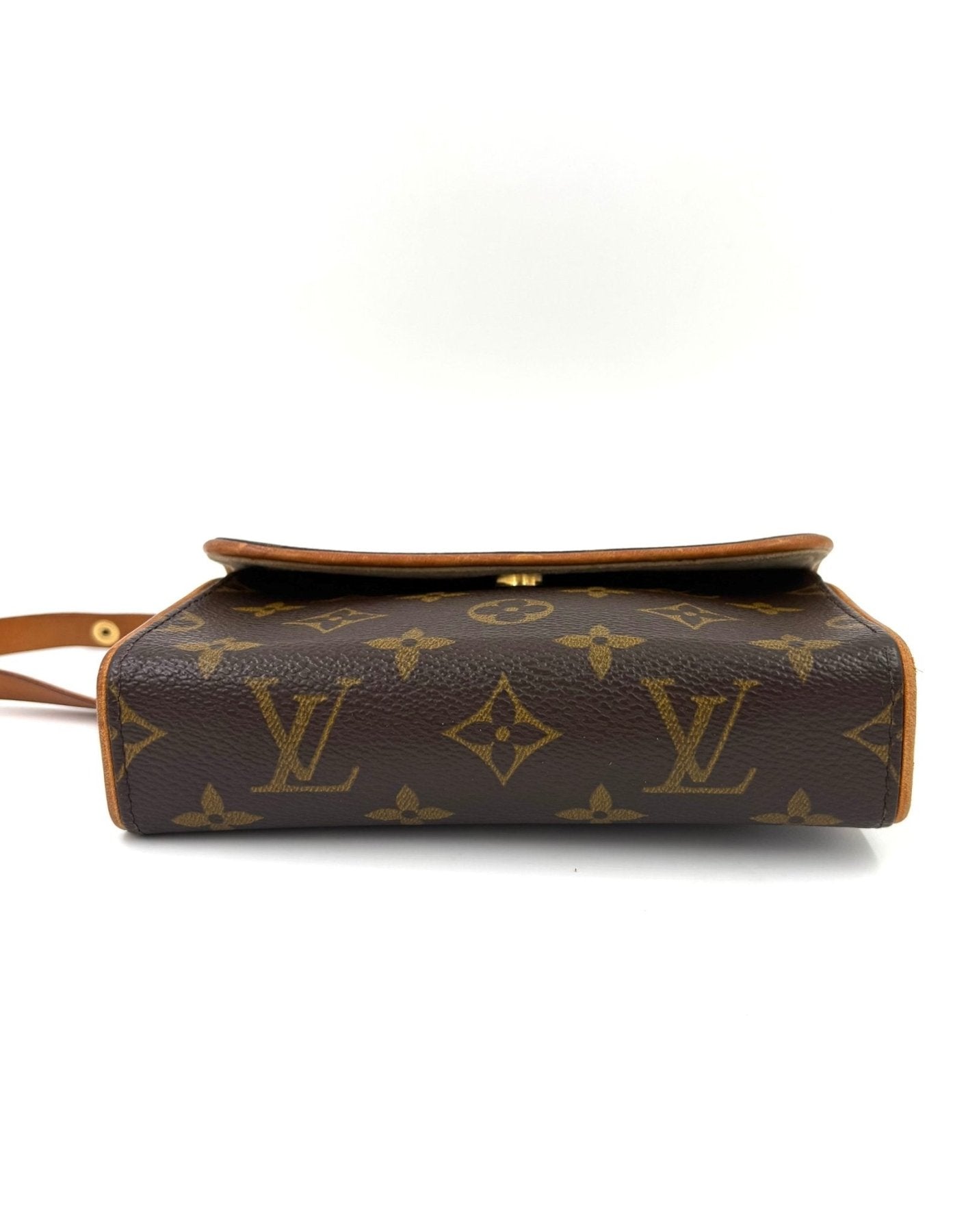 Louis Vuitton Pochette Florentine Guerteltasche aus Monogram Canvas mit braunem Lederbesatz und verstellbarem Riemen