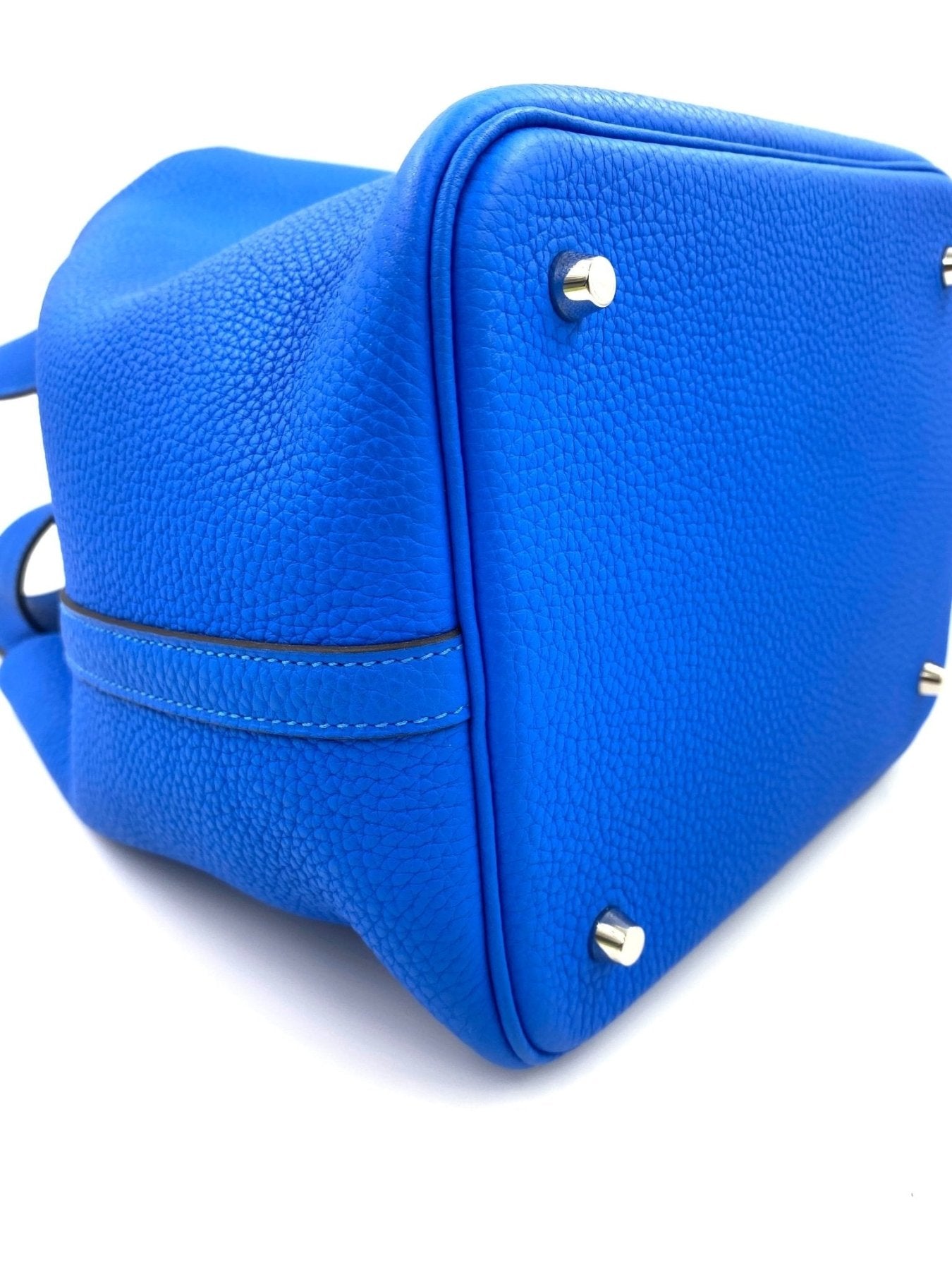 HERMES Picotin 22 Lock Tasche in leuchtendem Blau Hydra aus Taurillon Clemence Leder mit Palladium Hardware
